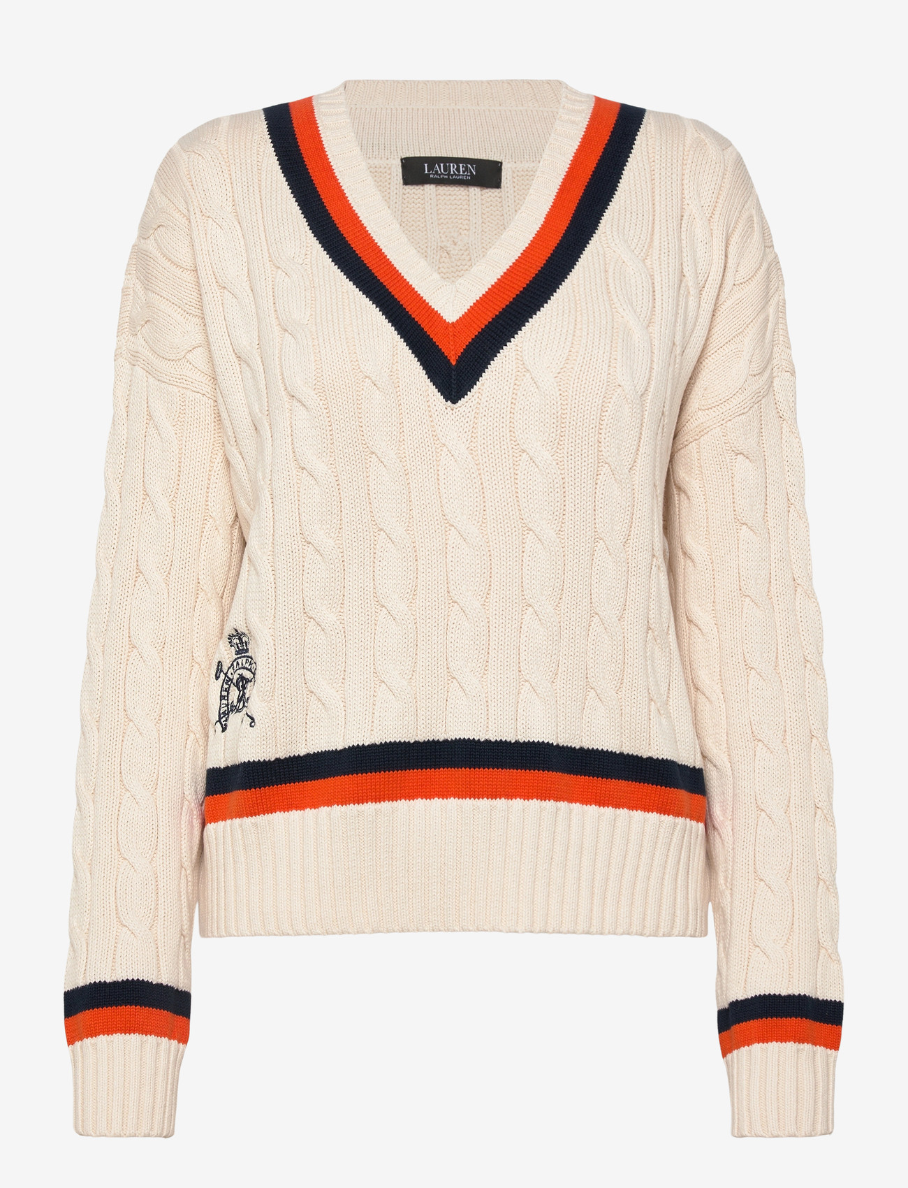 Lauren Ralph Lauren - Cable-Knit Cotton Cricket Sweater - sviitrid - cream/navy/dusk o - 0