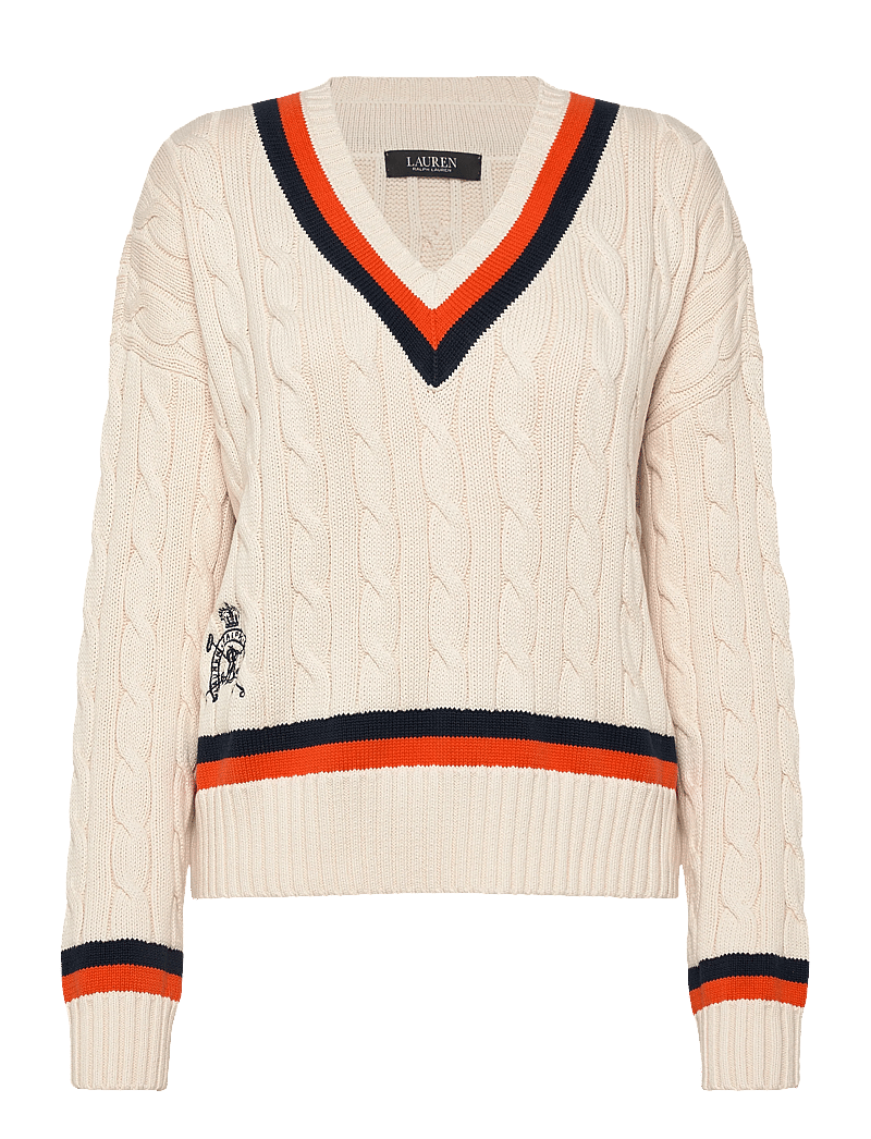 Lauren Ralph Lauren - Cable-Knit Cotton Cricket Sweater - sviitrid - cream/navy/dusk o - 0
