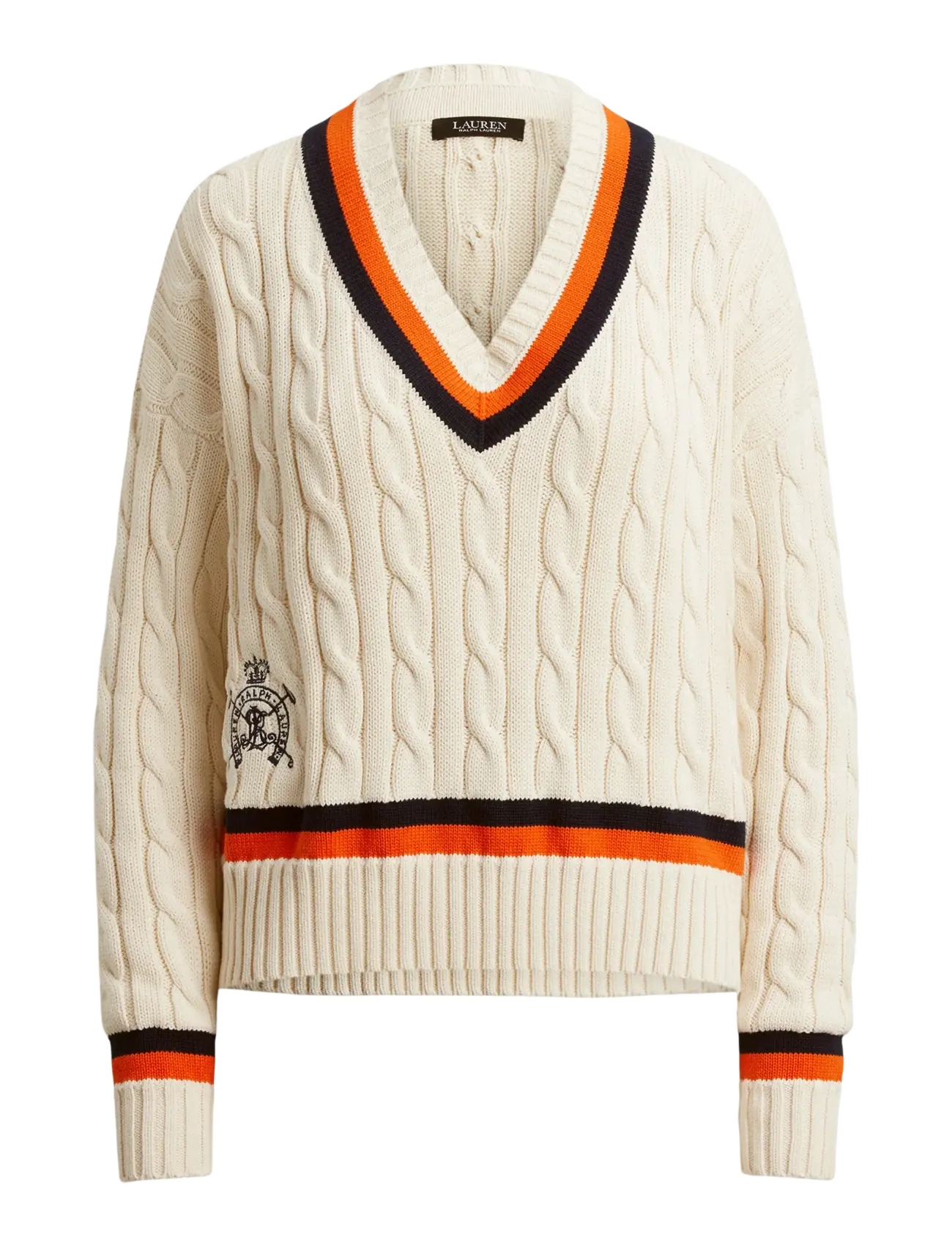 Lauren Ralph Lauren Cable-Knit Cotton Cricket Sweater - Striktrøjer - CREAM/NAVY/DUSK O / cream
