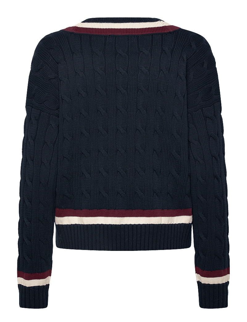Lauren Ralph Lauren - Cable-Knit Cotton Cricket Sweater - striktrøjer - lauren navy/cream - 1