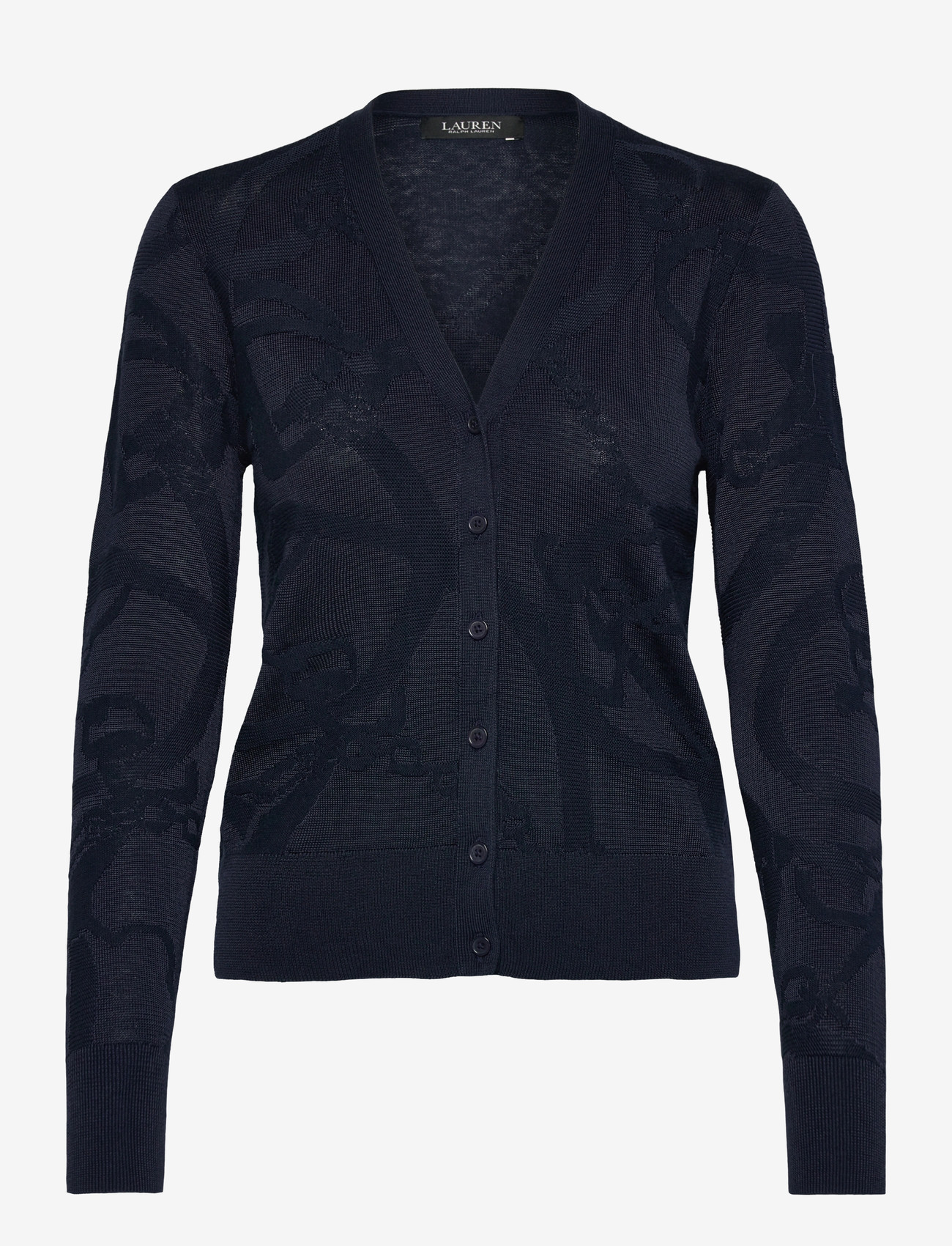 Lauren Ralph Lauren - Belting-Motif V-Neck Cardigan - koftor - lauren navy - 0