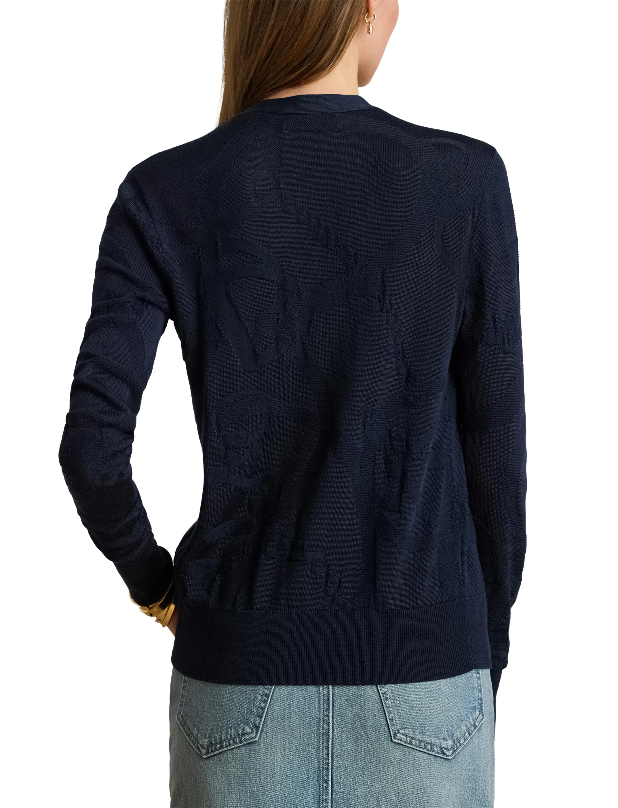 Lauren Ralph Lauren - Belting-Motif V-Neck Cardigan - cardigans - lauren navy - 3