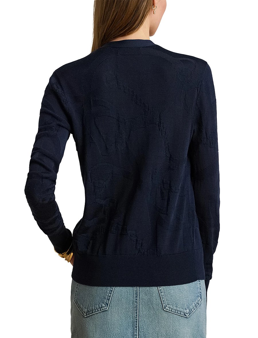 Lauren Ralph Lauren - Belting-Motif V-Neck Cardigan - strickjacken - lauren navy - 3