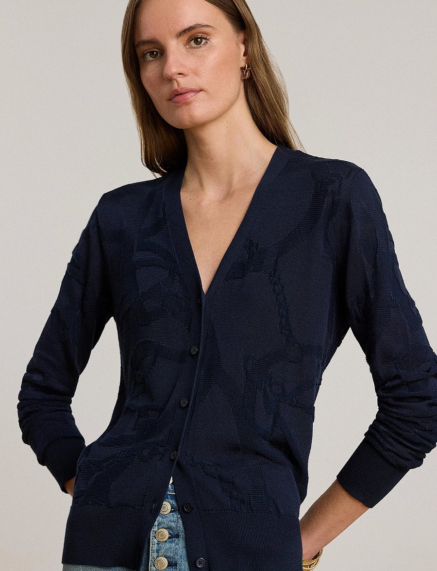 Lauren Ralph Lauren - Belting-Motif V-Neck Cardigan - strickjacken - lauren navy - 4