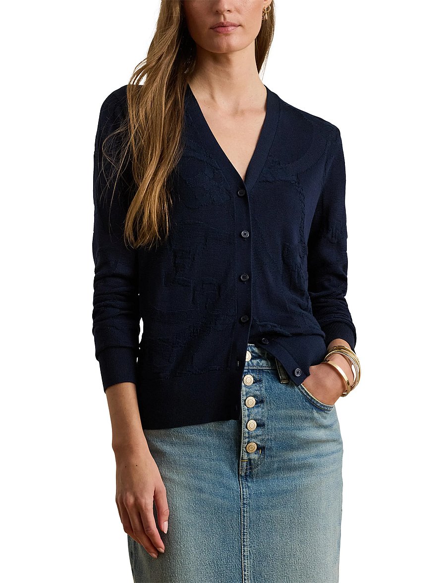 Lauren Ralph Lauren - Belting-Motif V-Neck Cardigan - strickjacken - lauren navy - 5