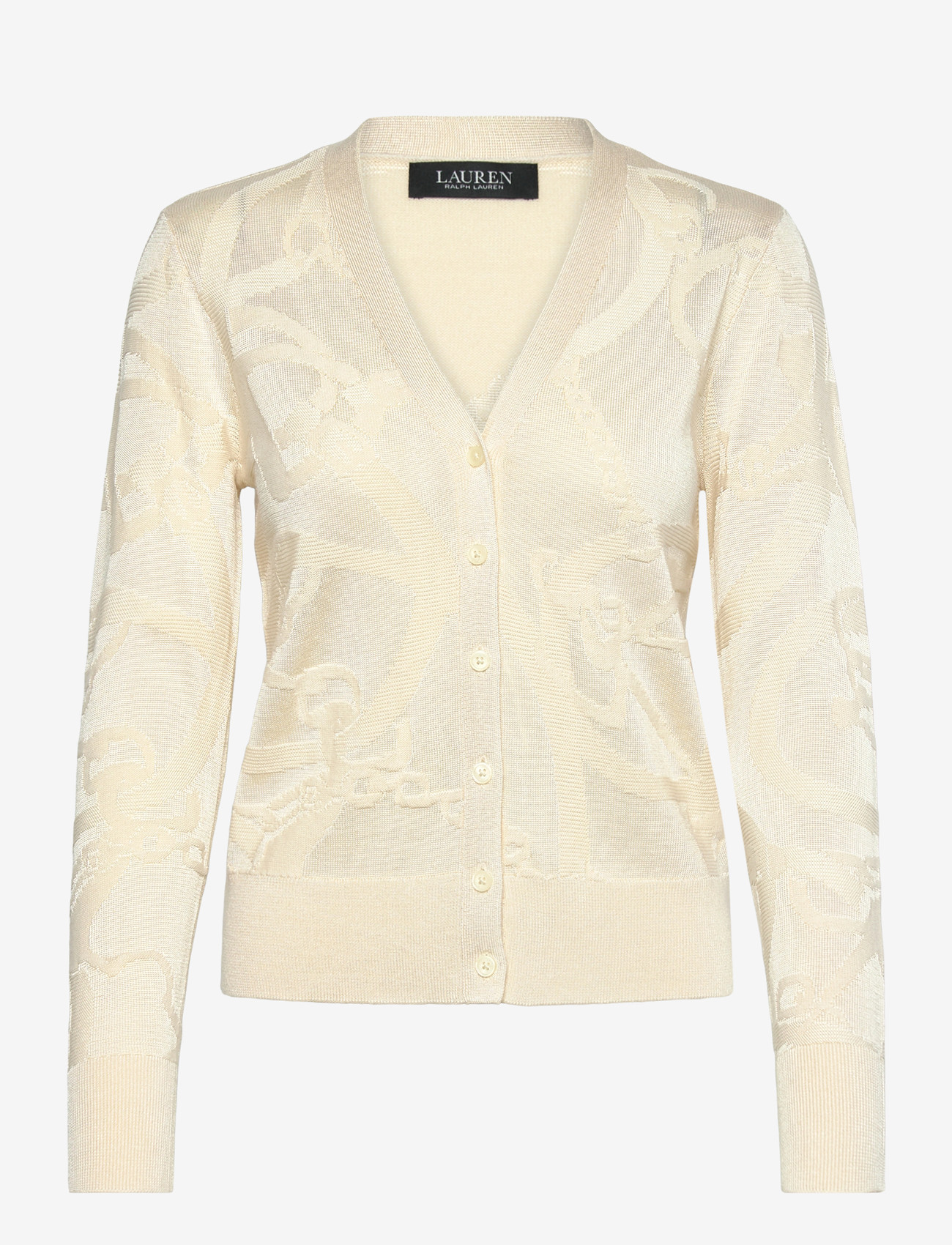Lauren Ralph Lauren - Belting-Motif V-Neck Cardigan - cardigans - mascarpone cream - 0