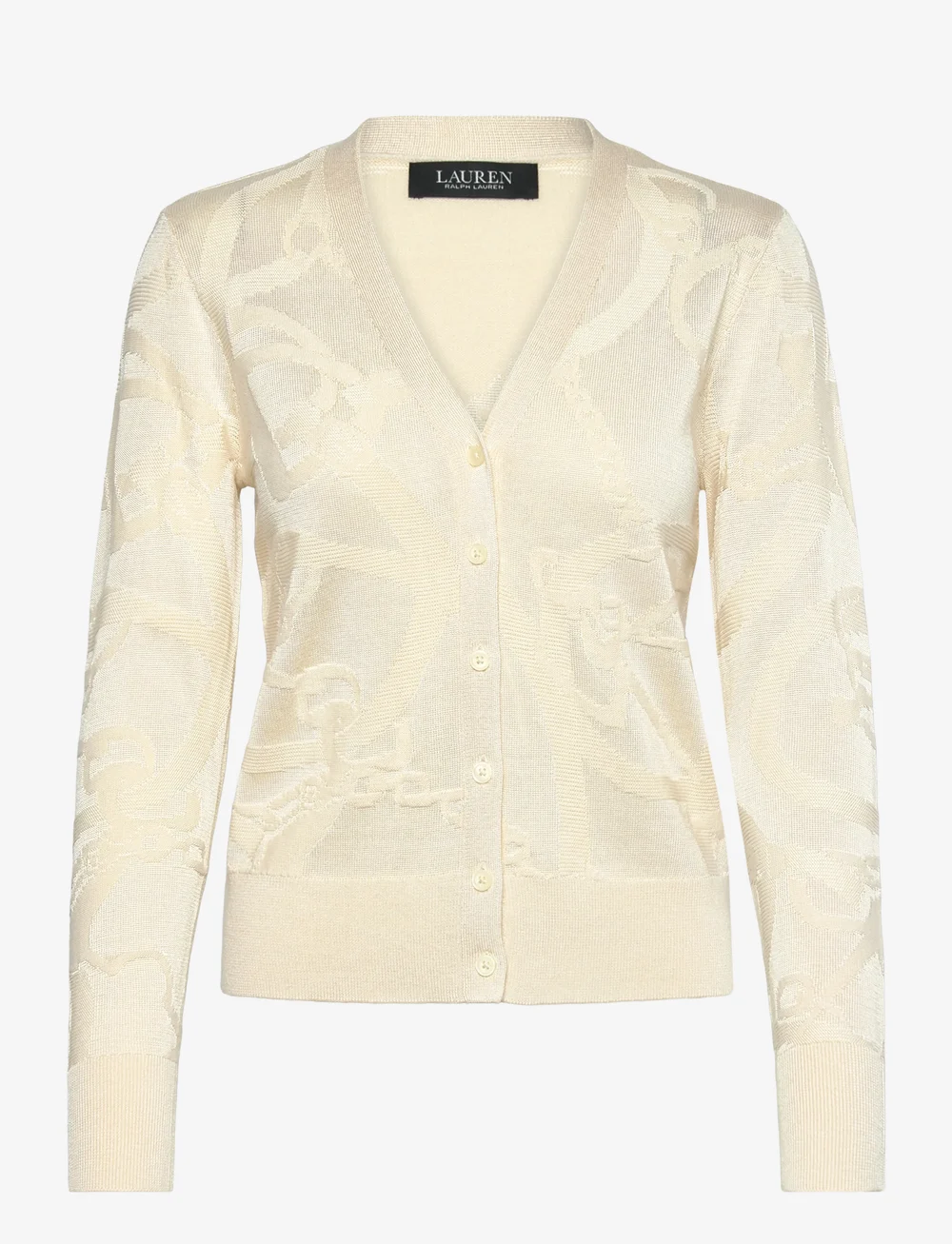 Lauren Ralph Lauren - Belting-Motif V-Neck Cardigan - cardigans - mascarpone cream - 0