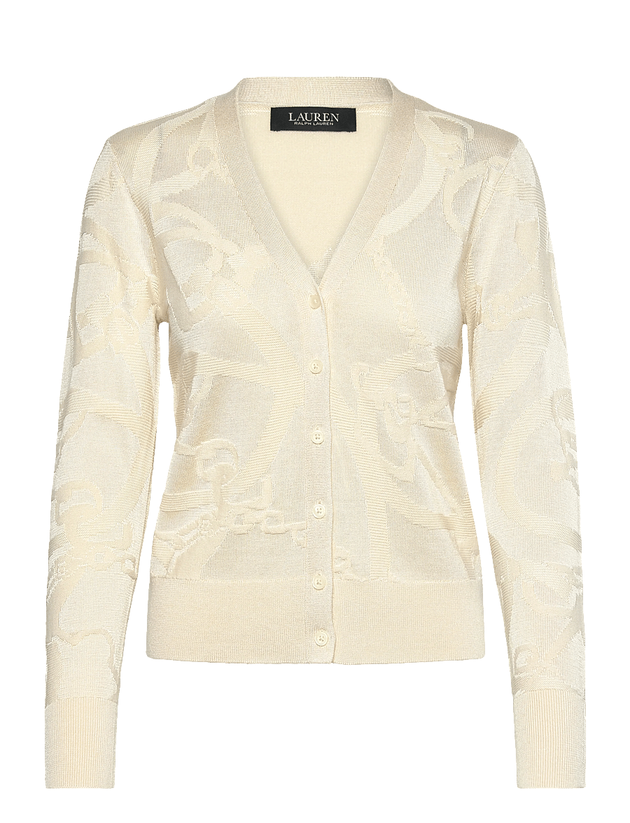 Lauren Ralph Lauren - Belting-Motif V-Neck Cardigan - strickjacken - mascarpone cream - 1