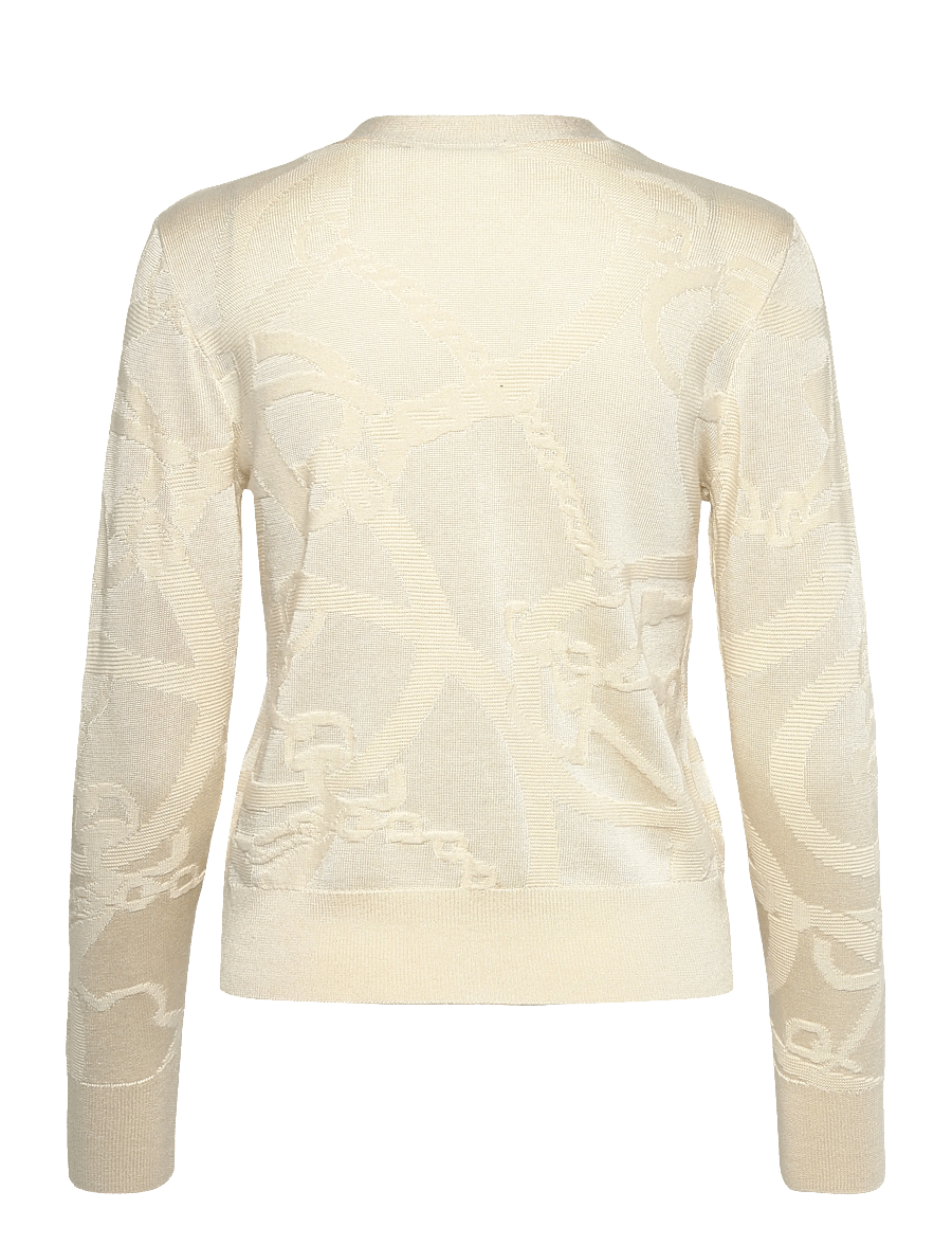 Lauren Ralph Lauren - Belting-Motif V-Neck Cardigan - strickjacken - mascarpone cream - 2