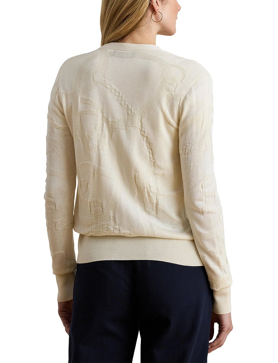 Lauren Ralph Lauren - Belting-Motif V-Neck Cardigan - strickjacken - mascarpone cream - 3