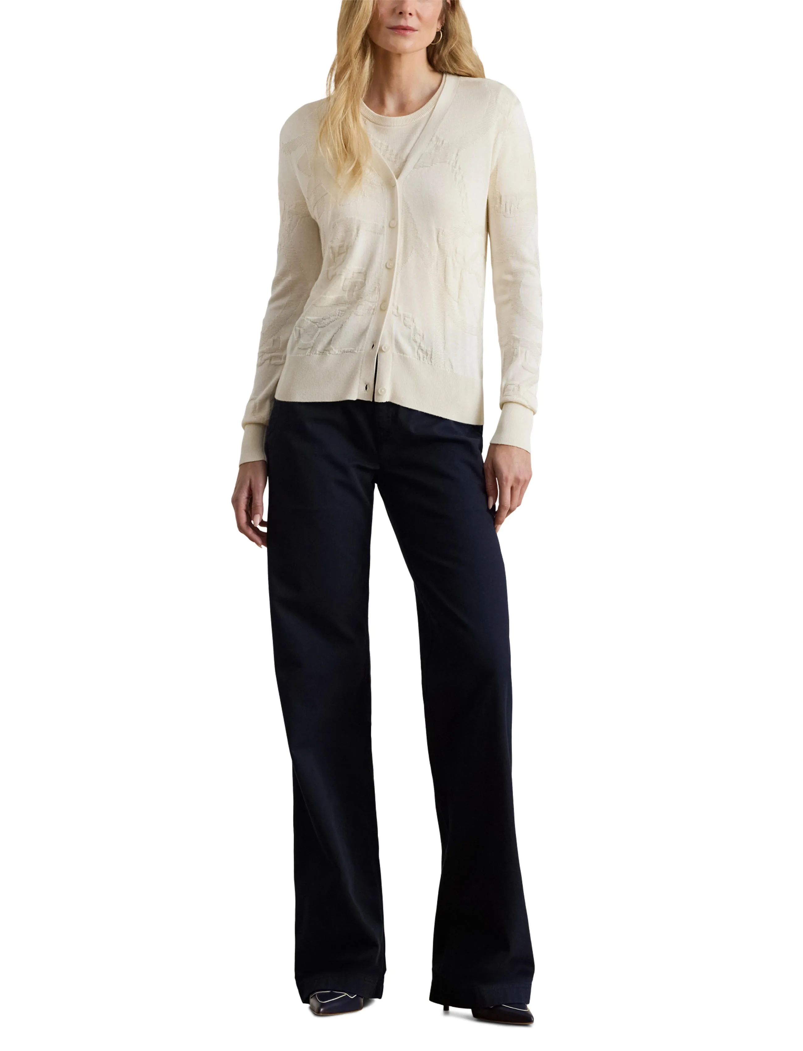 Lauren Ralph Lauren Belting-Motif V-Neck Cardigan - Für sie - MASCARPONE CREAM / cream