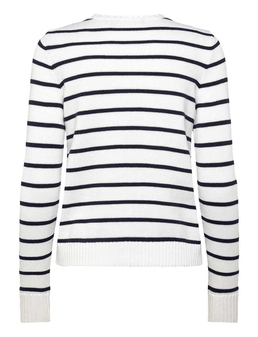 Lauren Ralph Lauren - Striped Cotton Cardigan - kardiganai - white/refined nav - 2