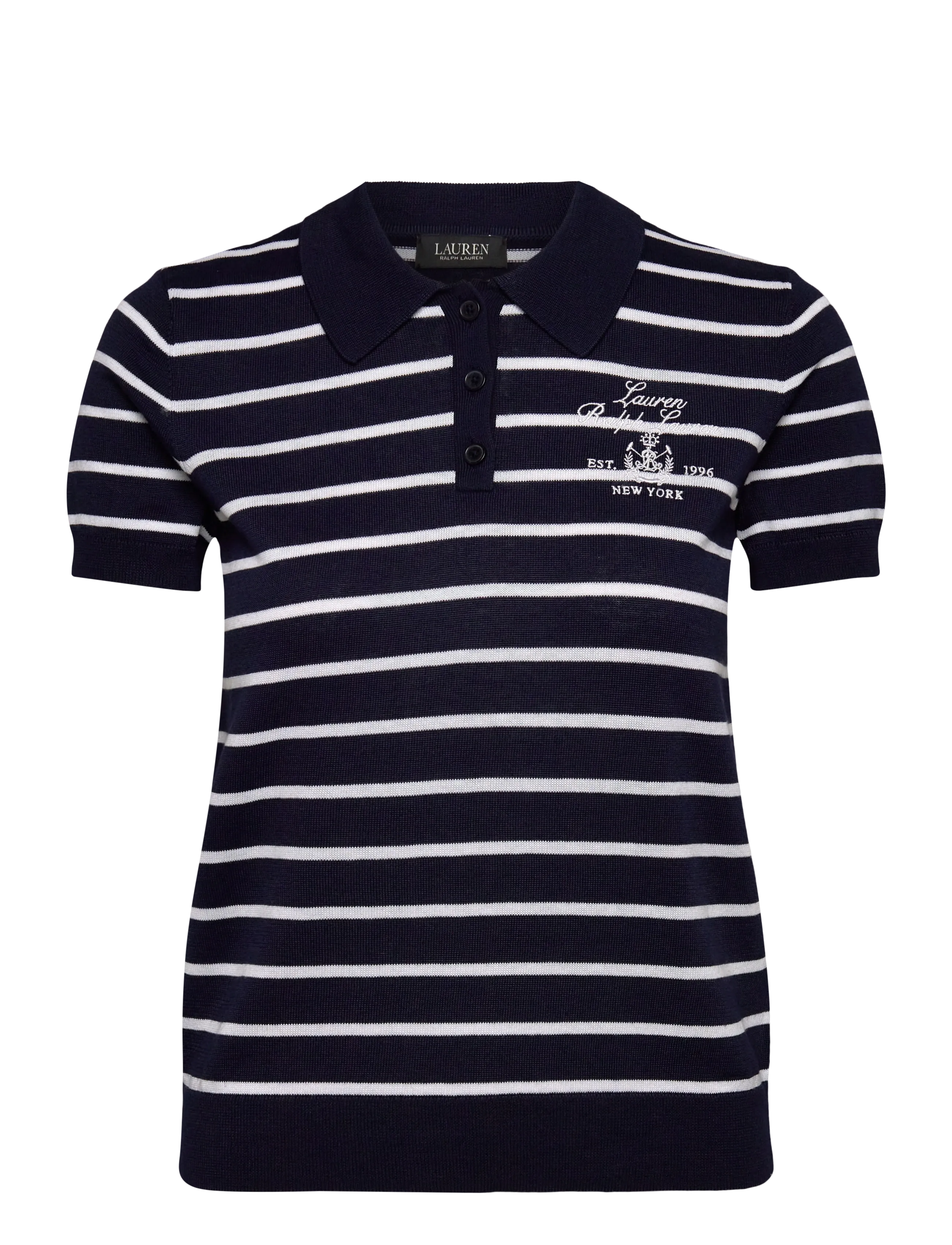 Striped Cotton-Blend Polo Sweater - REFINED NAVY/WHIT