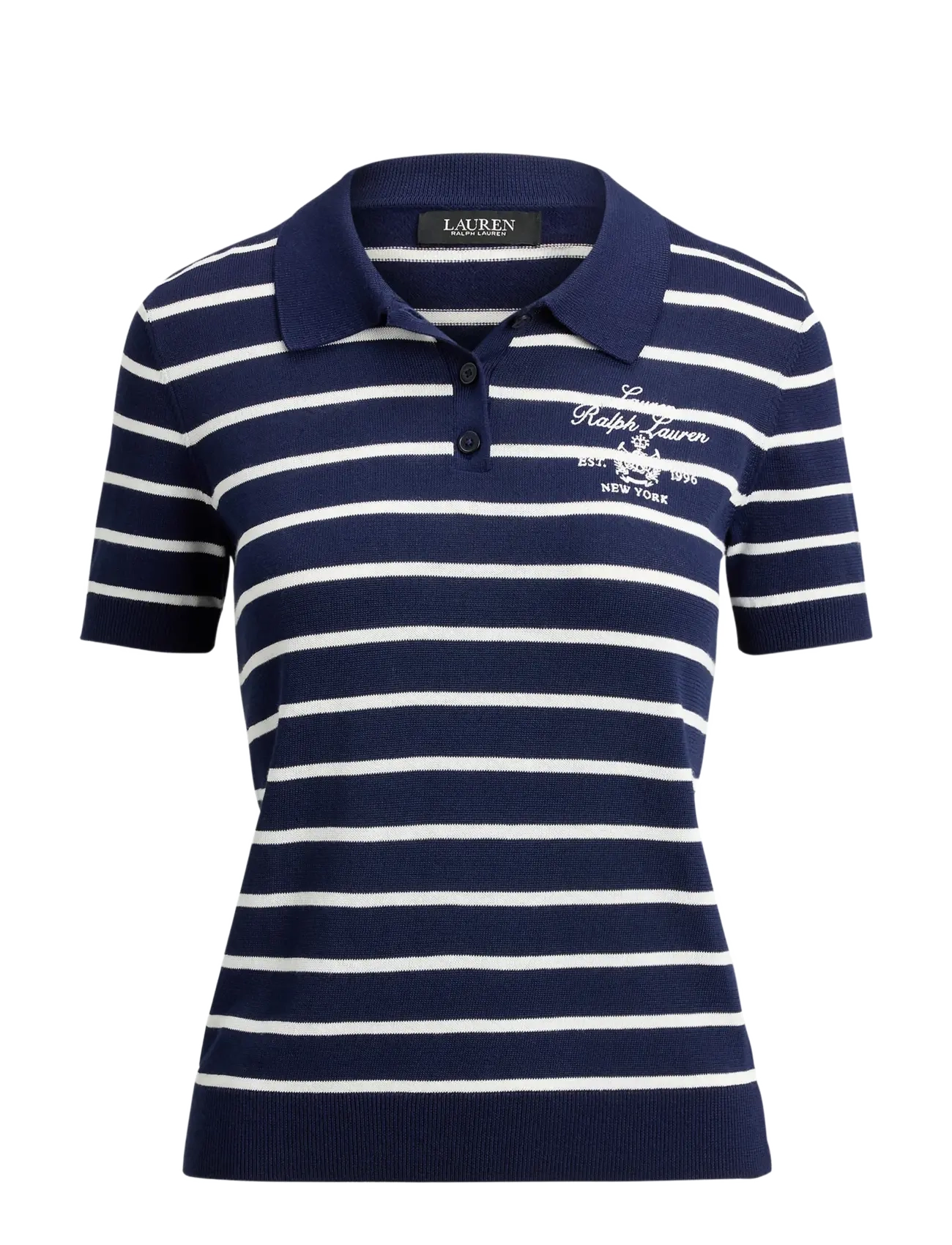 Lauren Ralph Lauren Striped Cotton-Blend Polo Sweater - Vêtements - REFINED NAVY/WHIT / navy