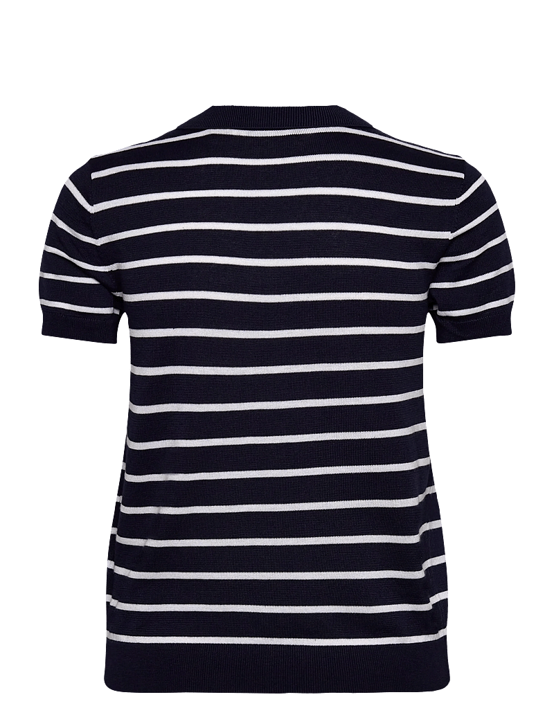 Lauren Ralph Lauren - Striped Cotton-Blend Polo Sweater - poloshirts - refined navy/whit - 2