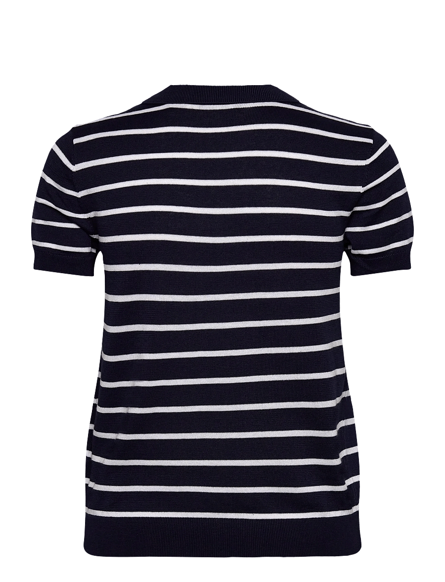 Lauren Ralph Lauren - Striped Cotton-Blend Polo Sweater - poloshirts - refined navy/whit - 2