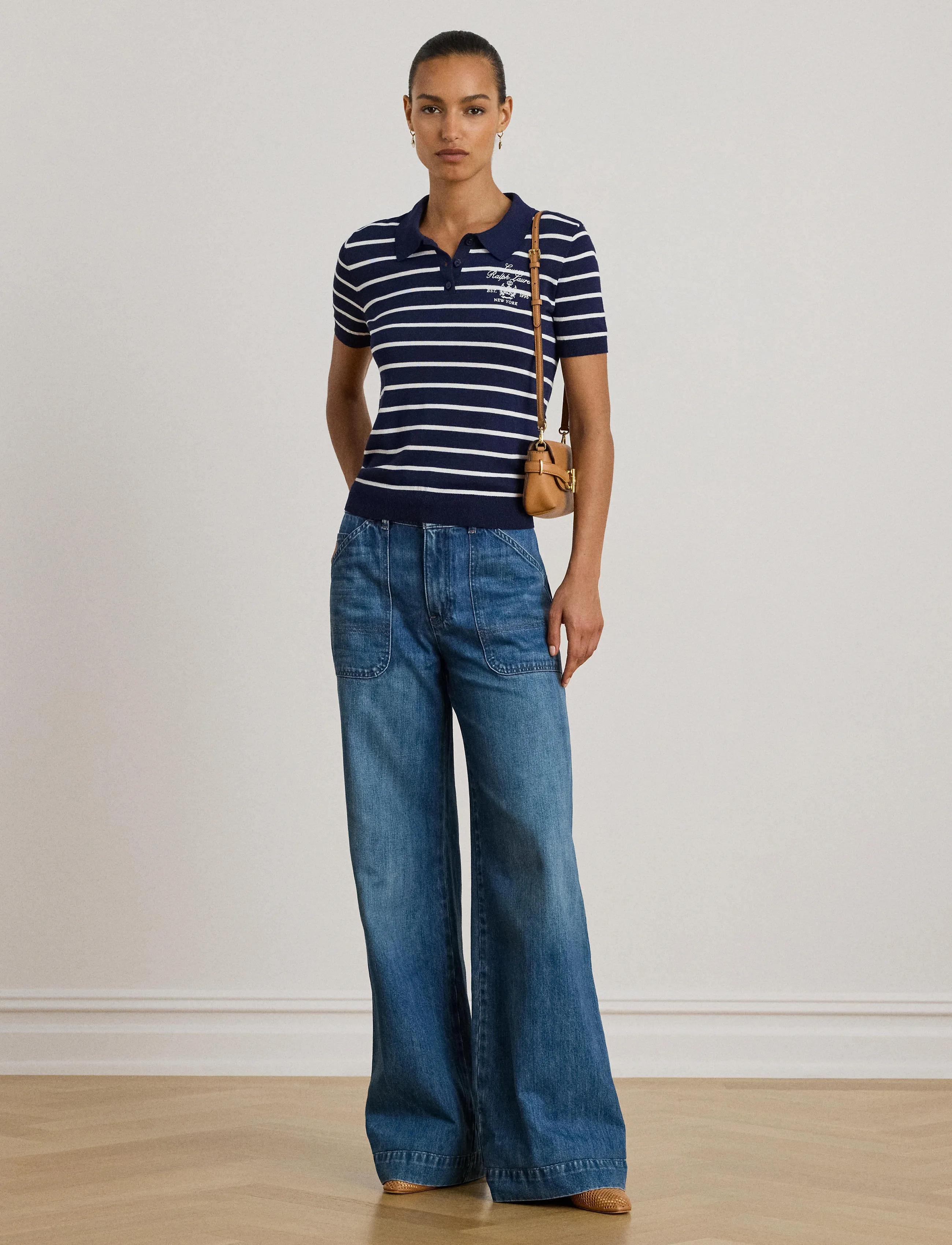 Lauren Ralph Lauren Striped Cotton-Blend Polo Sweater - T-shirts & Toppar - REFINED NAVY/WHIT / navy
