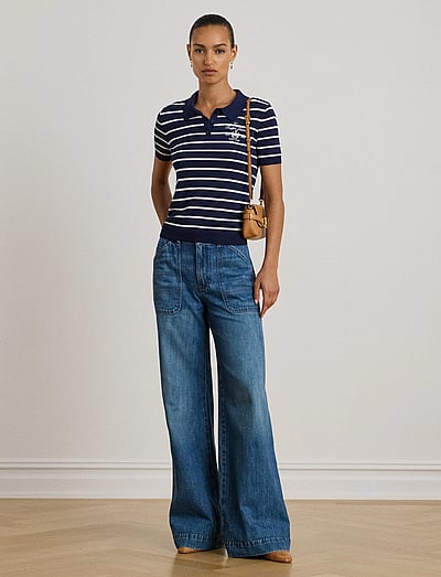 Lauren Ralph Lauren Striped Cotton-blend Polo Sweater