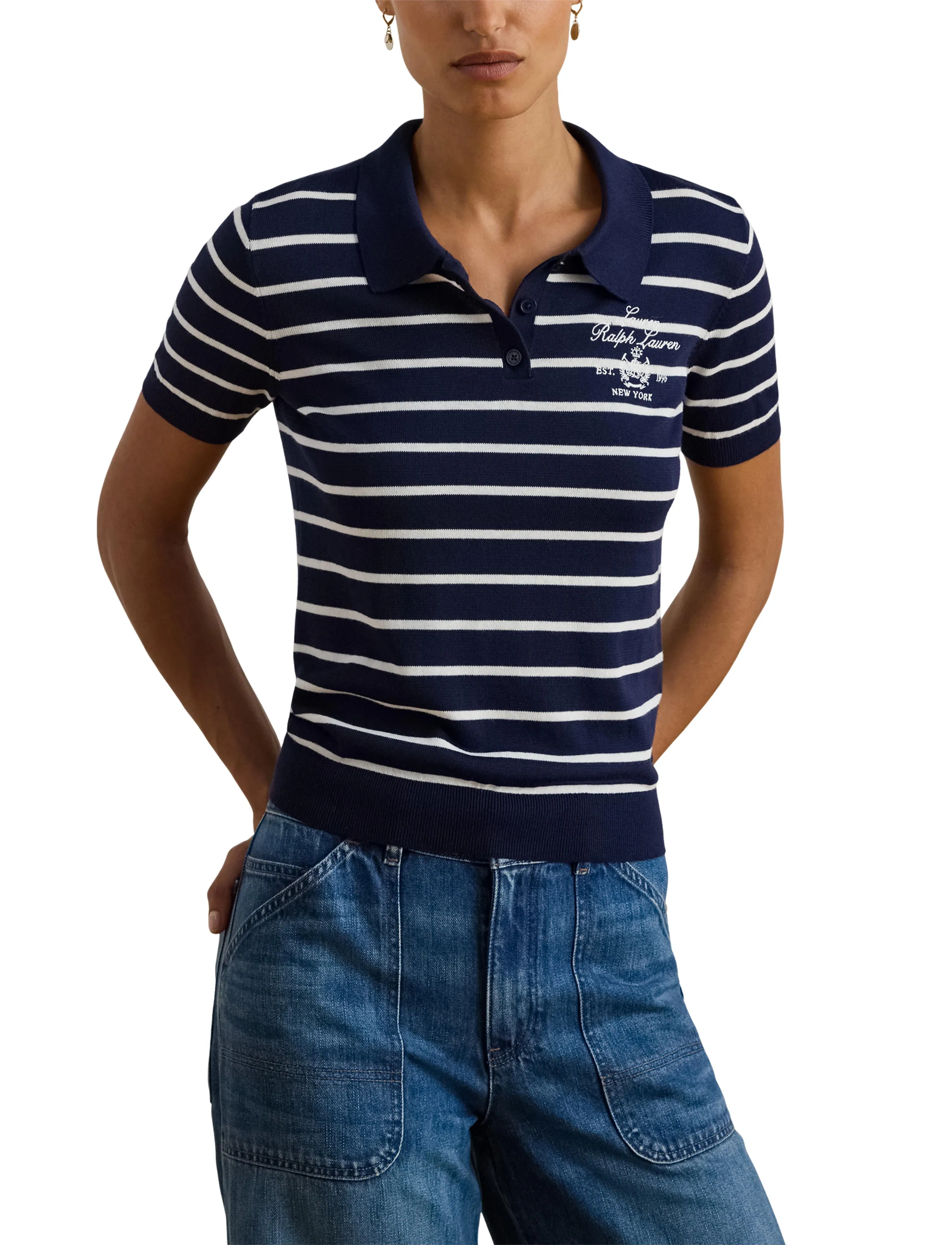 Lauren Ralph Lauren Striped Cotton-Blend Polo Sweater blusar dam – bild 5