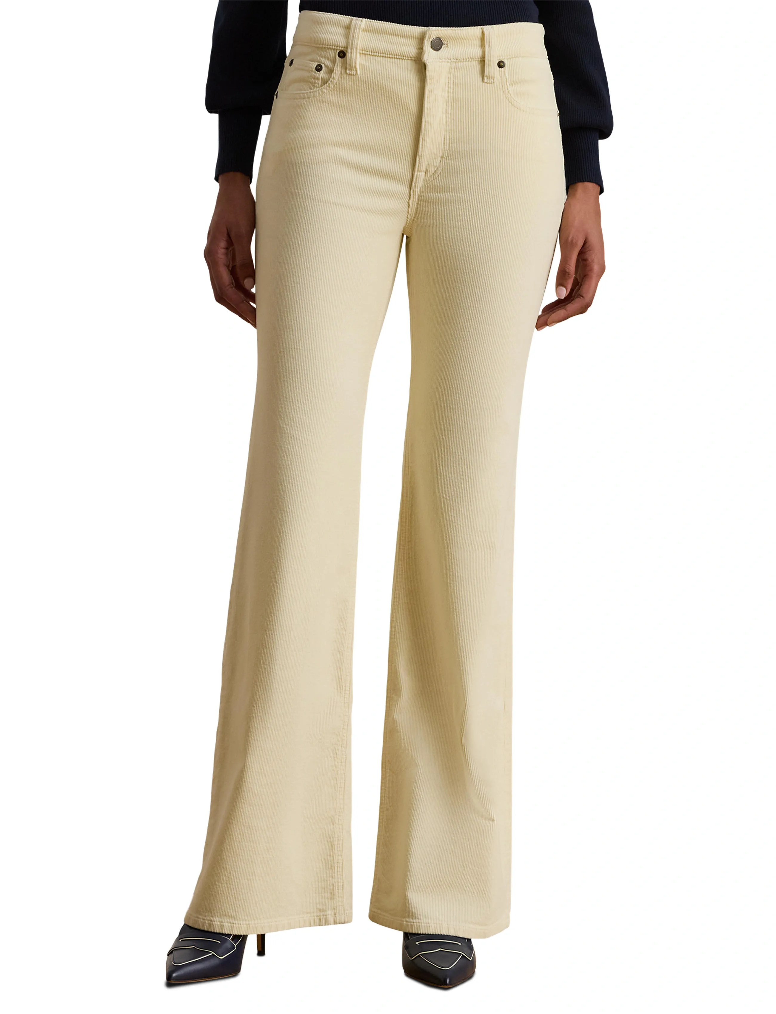 Lauren Ralph Lauren - High-Rise Corduroy Flare Pant - utsvängda jeans - mascarpone cream - 5