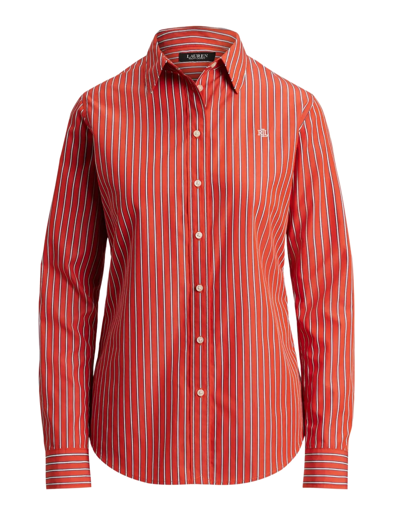 LAUREN RALPH LAUREN Klassisch Fit Gestreift Broadcloth Shirt Orange - M - Damen