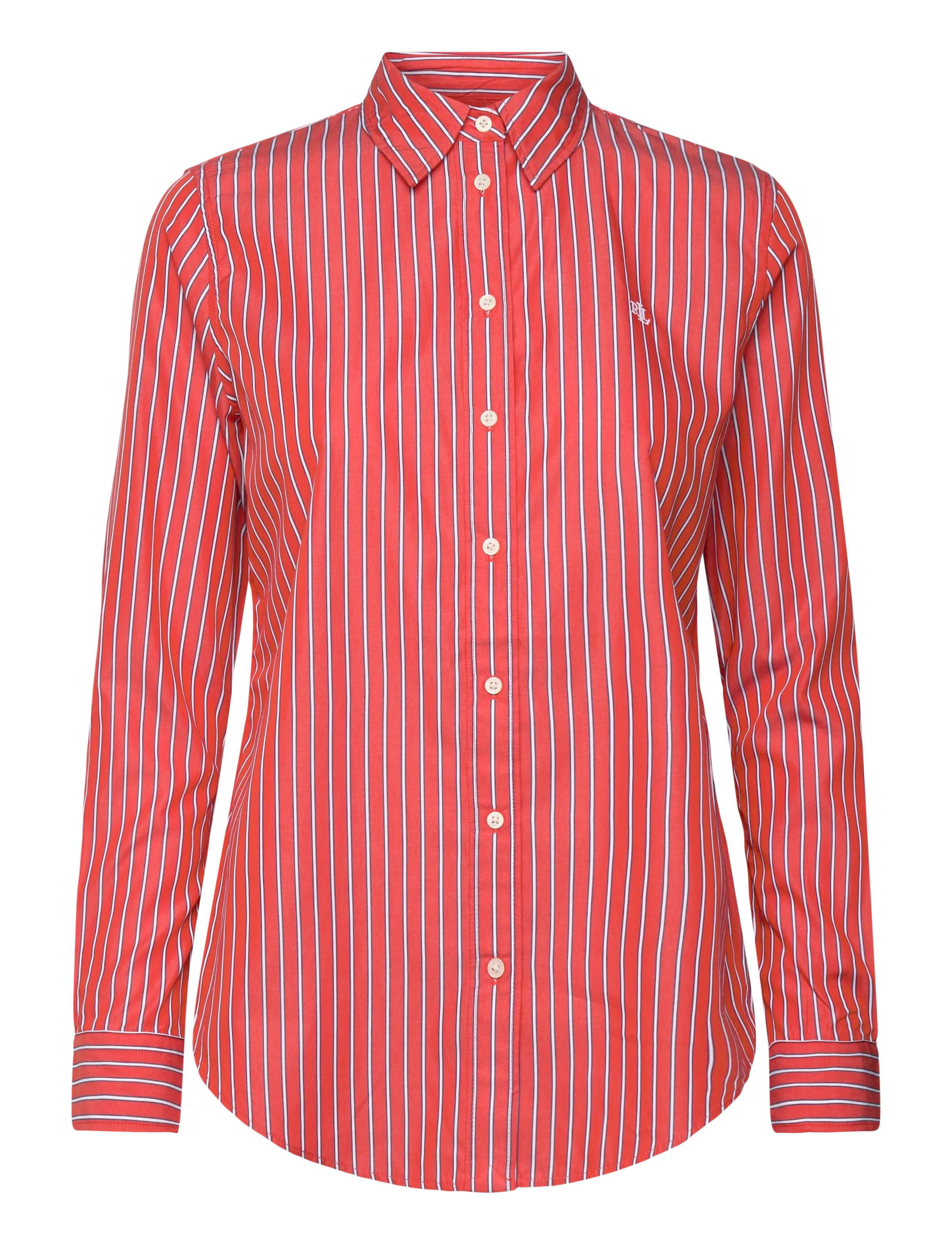 Classic Fit Striped Broadcloth Shirt - ORANGE/BLUE/WHITE