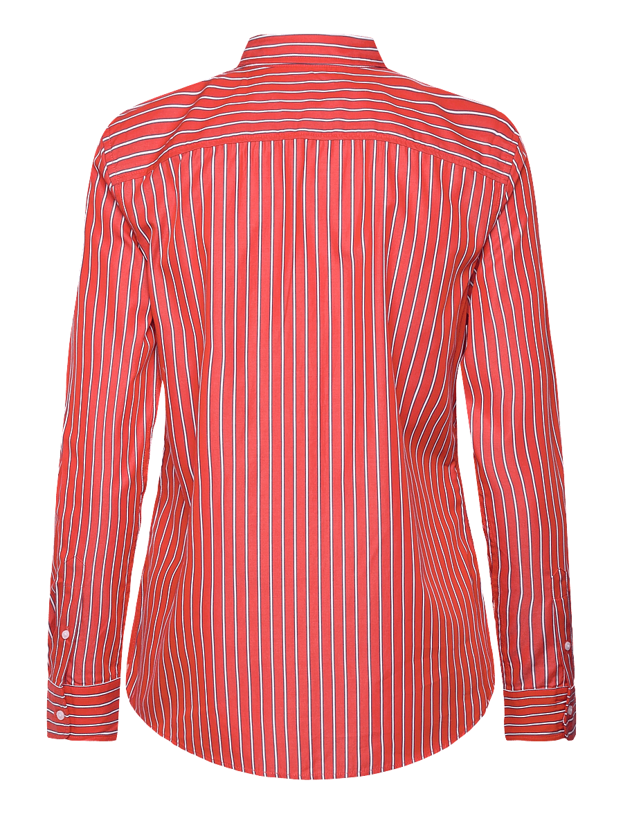 Lauren Ralph Lauren - Classic Fit Striped Broadcloth Shirt - langærmede skjorter - orange/blue/white - 2