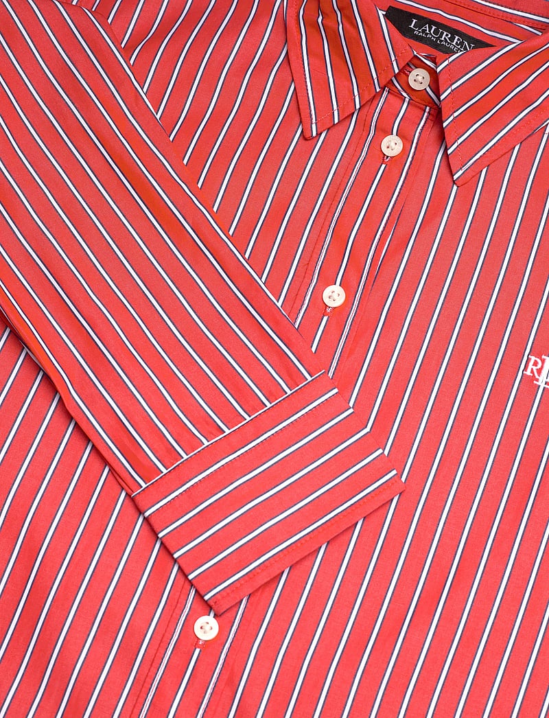 Lauren Ralph Lauren - Classic Fit Striped Broadcloth Shirt - langærmede skjorter - orange/blue/white - 2