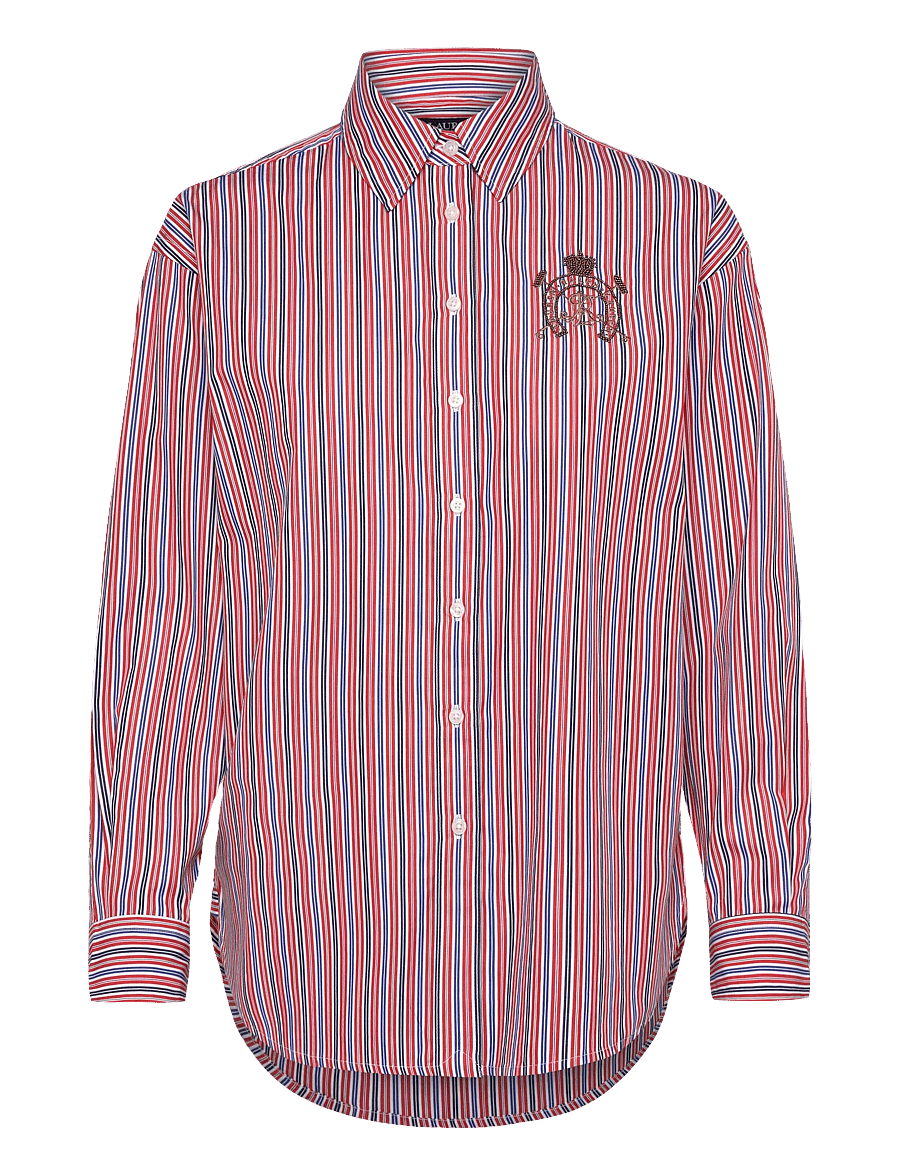 Lauren Ralph Lauren - Relaxed Fit Striped Broadcloth Shirt - overhemden met lange mouwen - orange/blue/white - 1