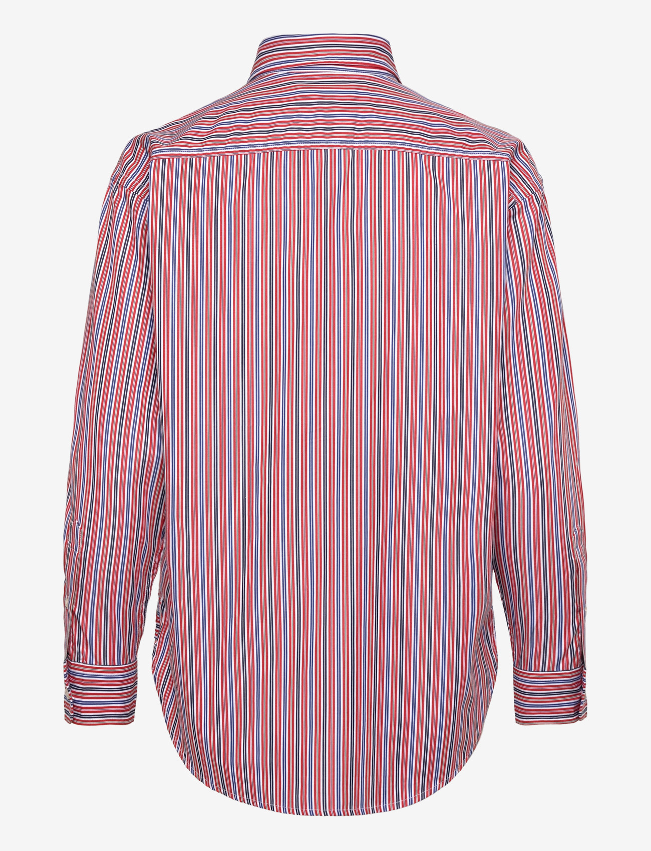Lauren Ralph Lauren - Relaxed Fit Striped Broadcloth Shirt - långärmade skjortor - orange/blue/white - 1