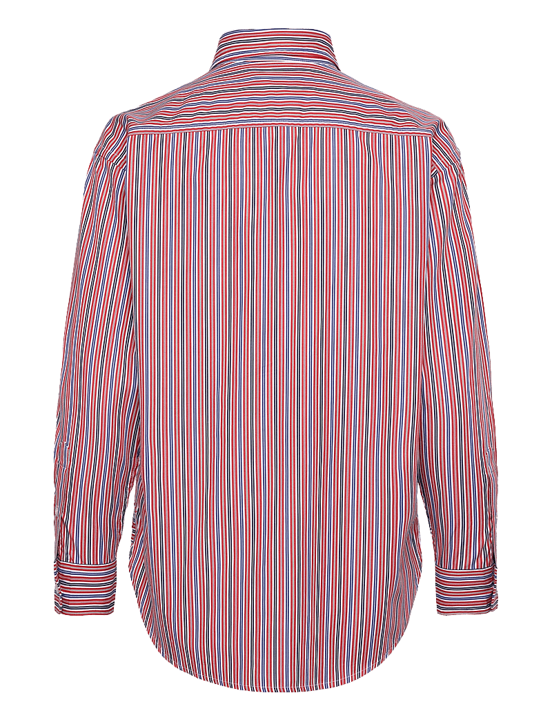 Lauren Ralph Lauren - Relaxed Fit Striped Broadcloth Shirt - långärmade skjortor - orange/blue/white - 1