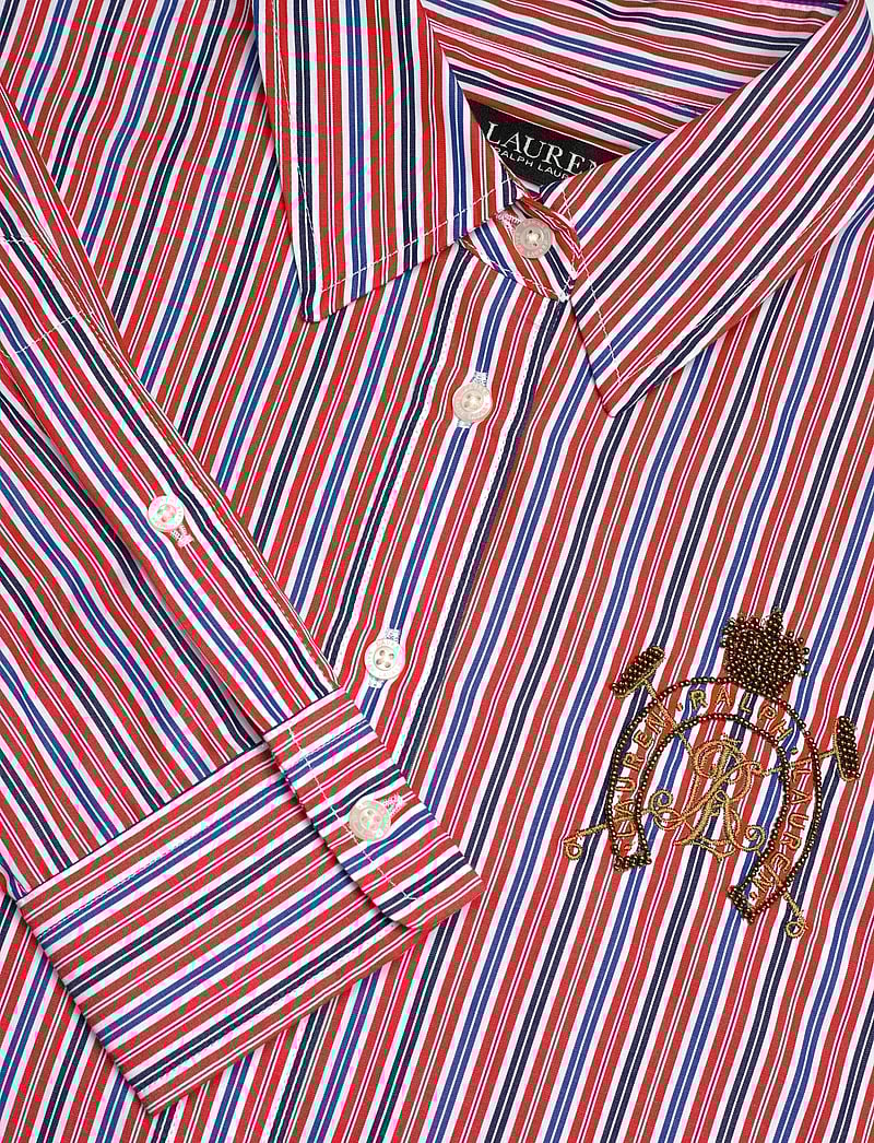 Lauren Ralph Lauren - Relaxed Fit Striped Broadcloth Shirt - långärmade skjortor - orange/blue/white - 2