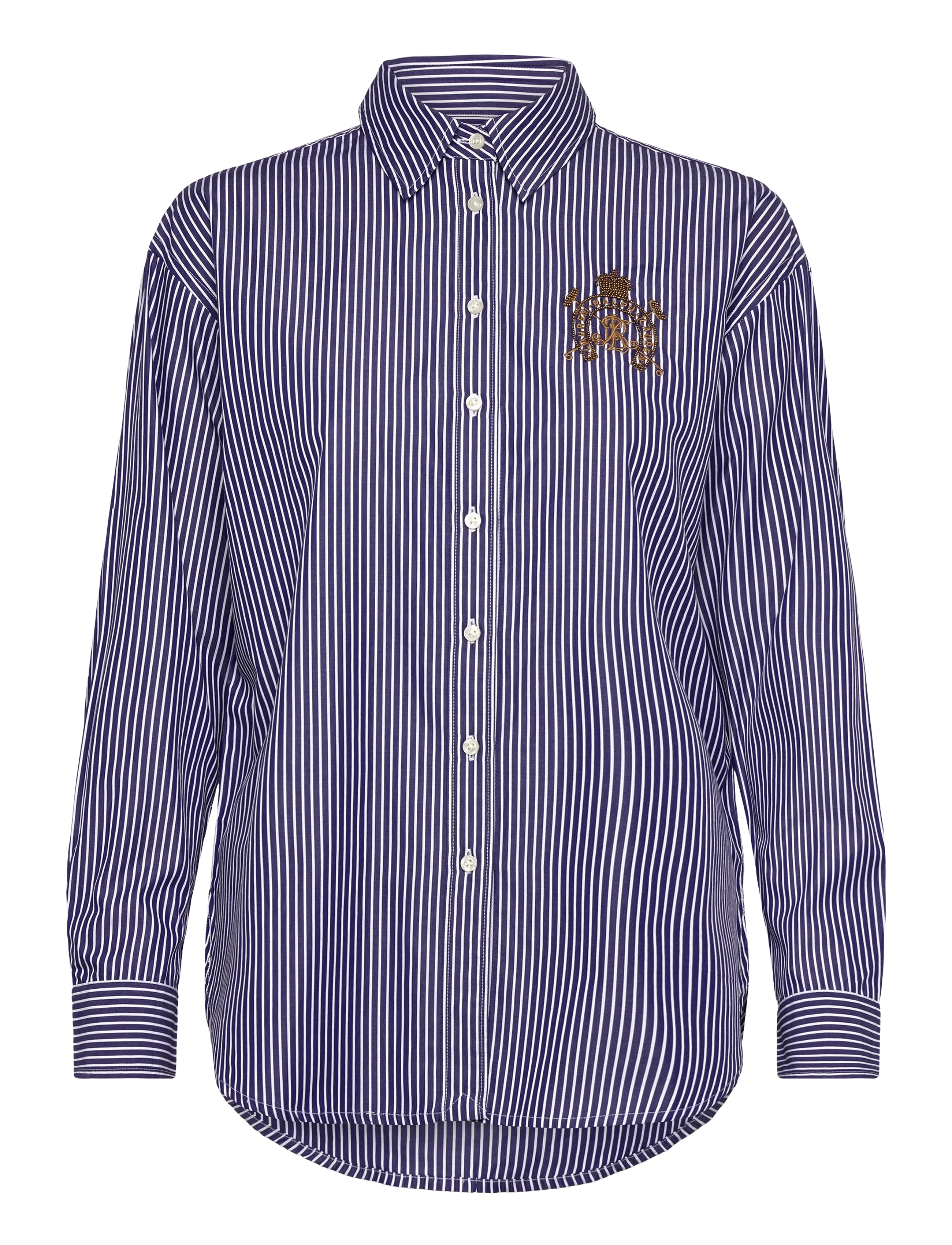 Lauren Ralph Lauren Relaxed Fit Striped Broadcloth Shirt - Transitional Layering - BLUE/WHITE MULTI / blue