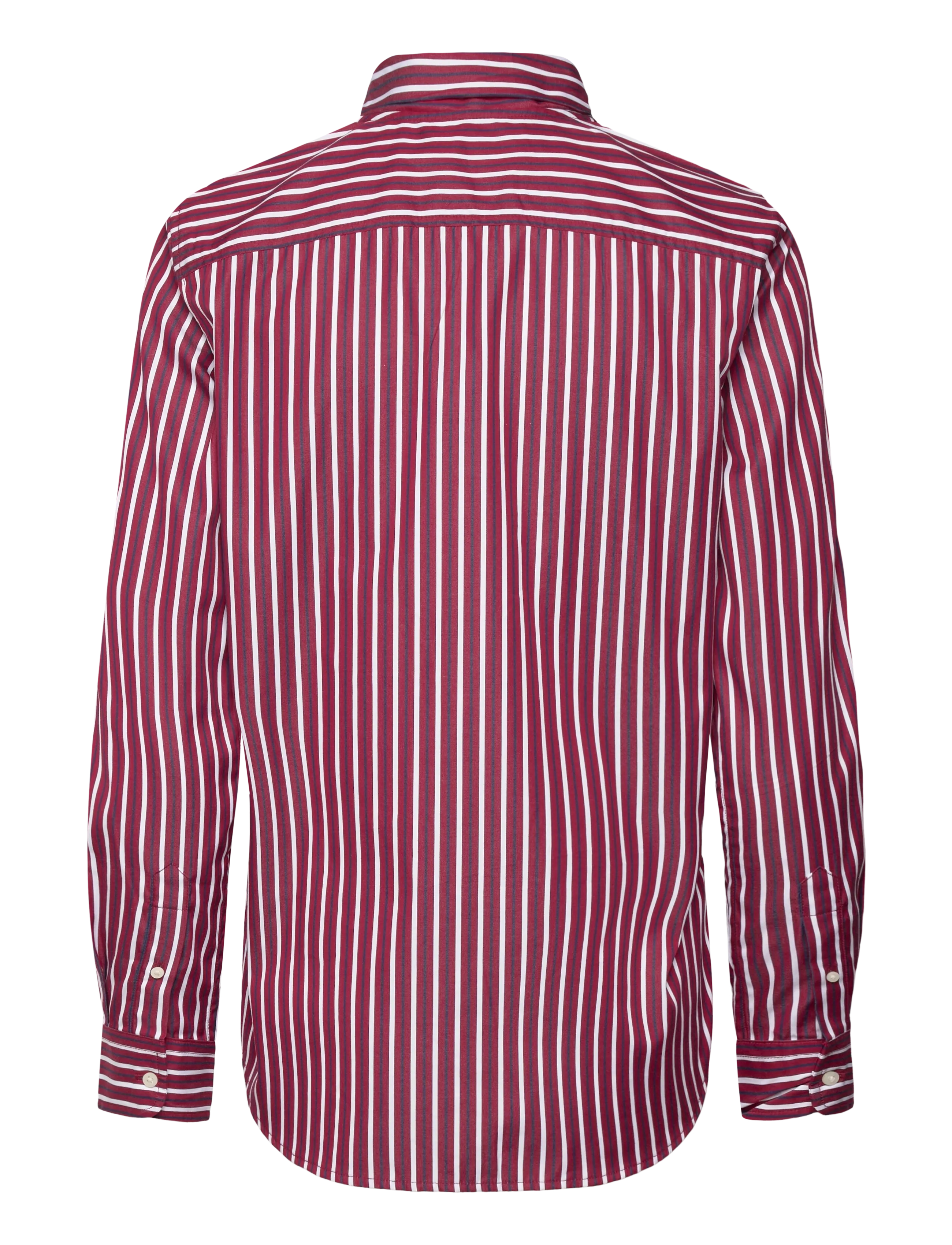 Lauren Ralph Lauren - Striped Cotton Broadcloth Tie-Neck Shirt - overhemden met lange mouwen - burgandy/white mu - 2