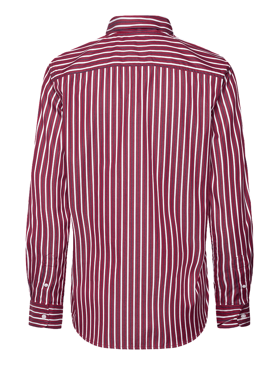 Lauren Ralph Lauren - Striped Cotton Broadcloth Tie-Neck Shirt - overhemden met lange mouwen - burgandy/white mu - 2