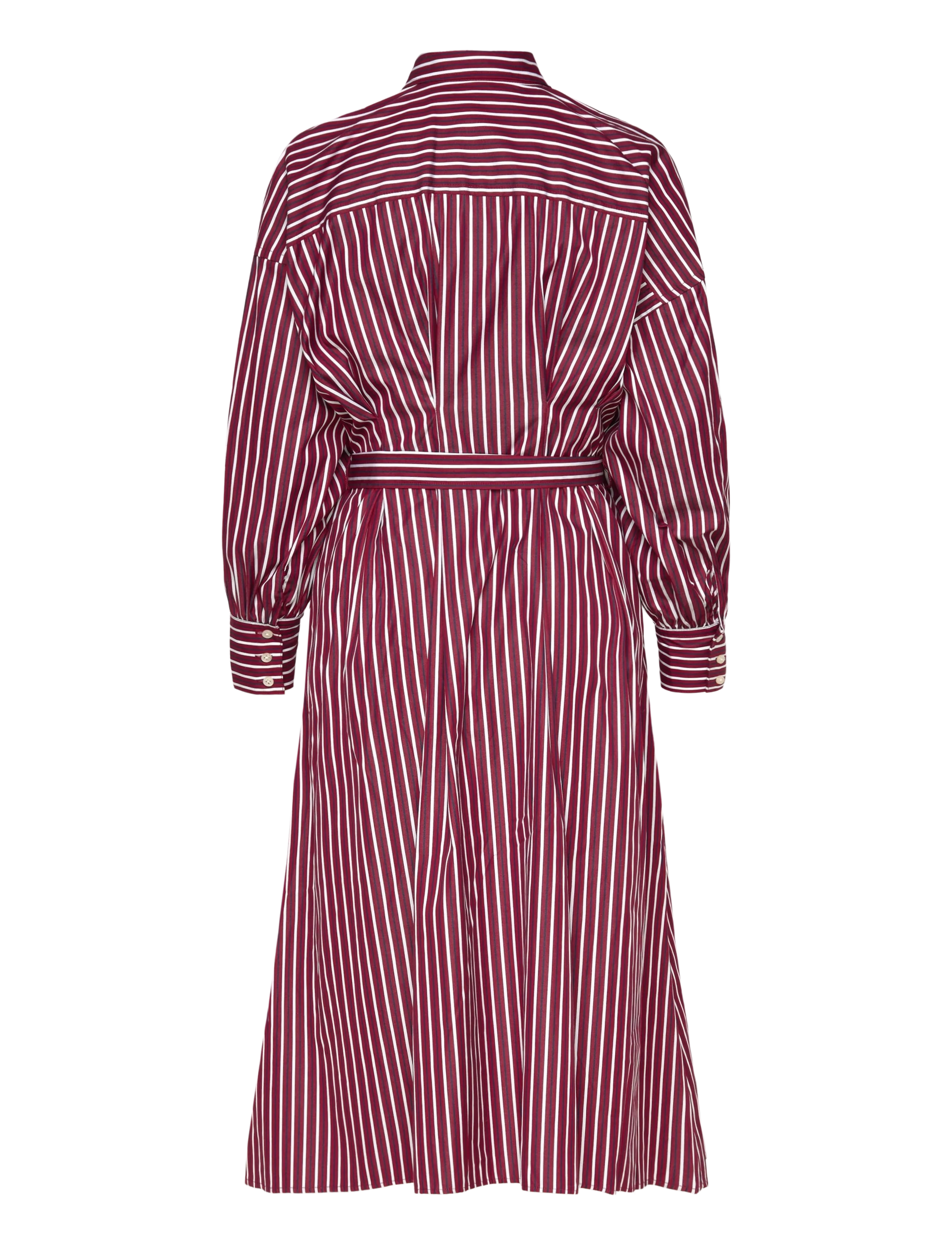 Lauren Ralph Lauren - Striped Belted Broadcloth Shirtdress - robes chemises - burgandy/white mu - 2