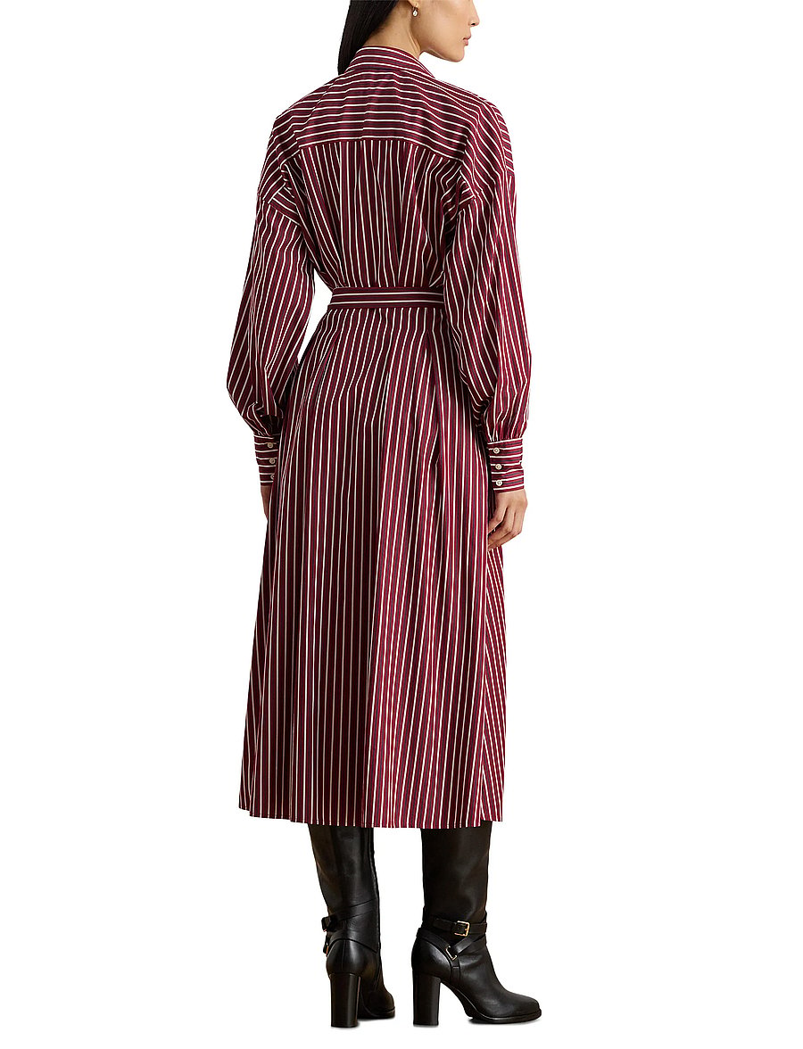 Lauren Ralph Lauren - Striped Belted Broadcloth Shirtdress - robes chemises - burgandy/white mu - 5