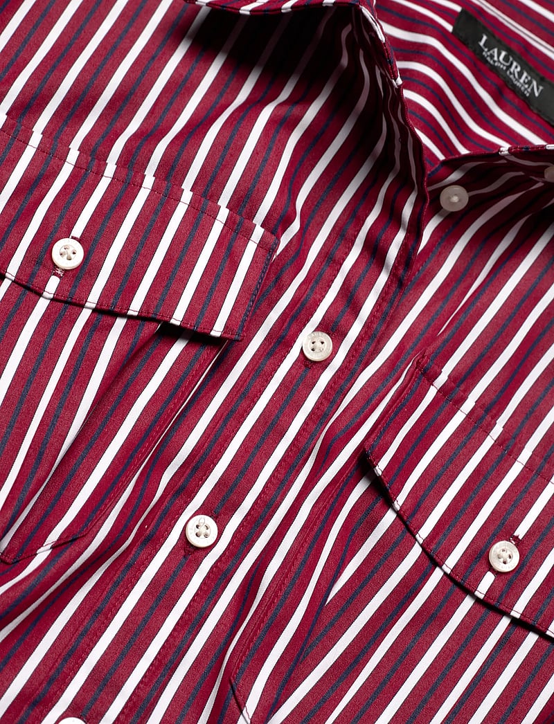 Lauren Ralph Lauren - Striped Belted Broadcloth Shirtdress - särkkleidid - burgandy/white mu - 2