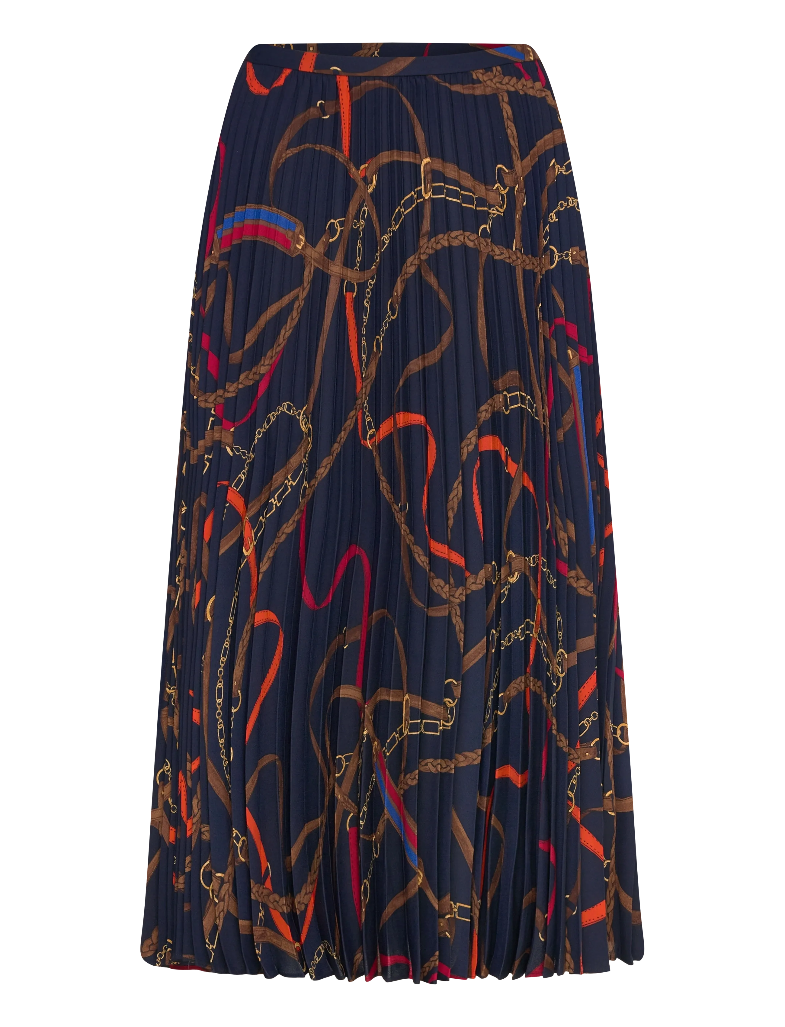 Lauren Ralph Lauren Belting-Print Pleated Georgette Skirt - Disainerikaubad - NAVY MULTI / navy