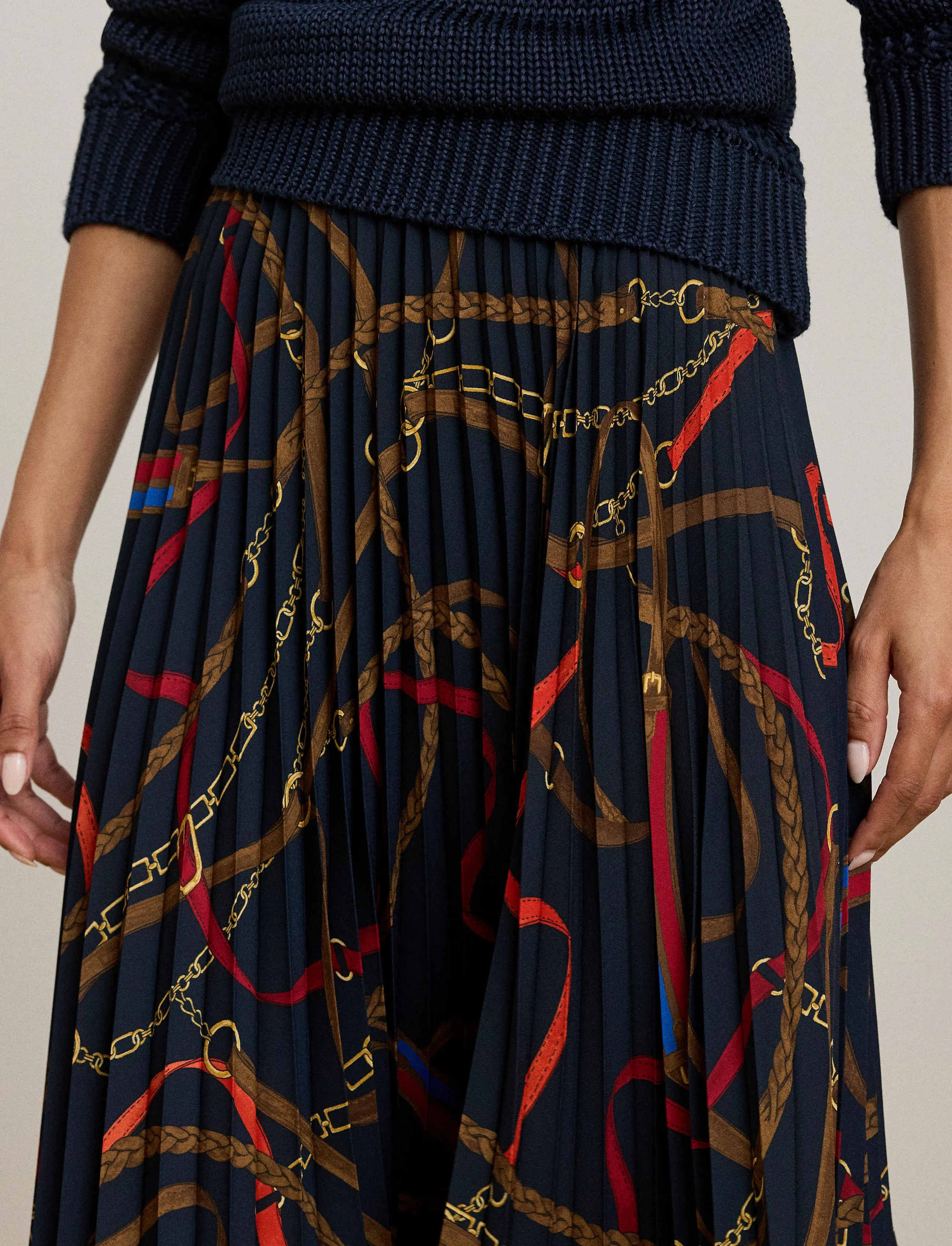Lauren Ralph Lauren - DRAPEY POLY GGT 122-SKIRT - faltenröcke - navy multi - 4