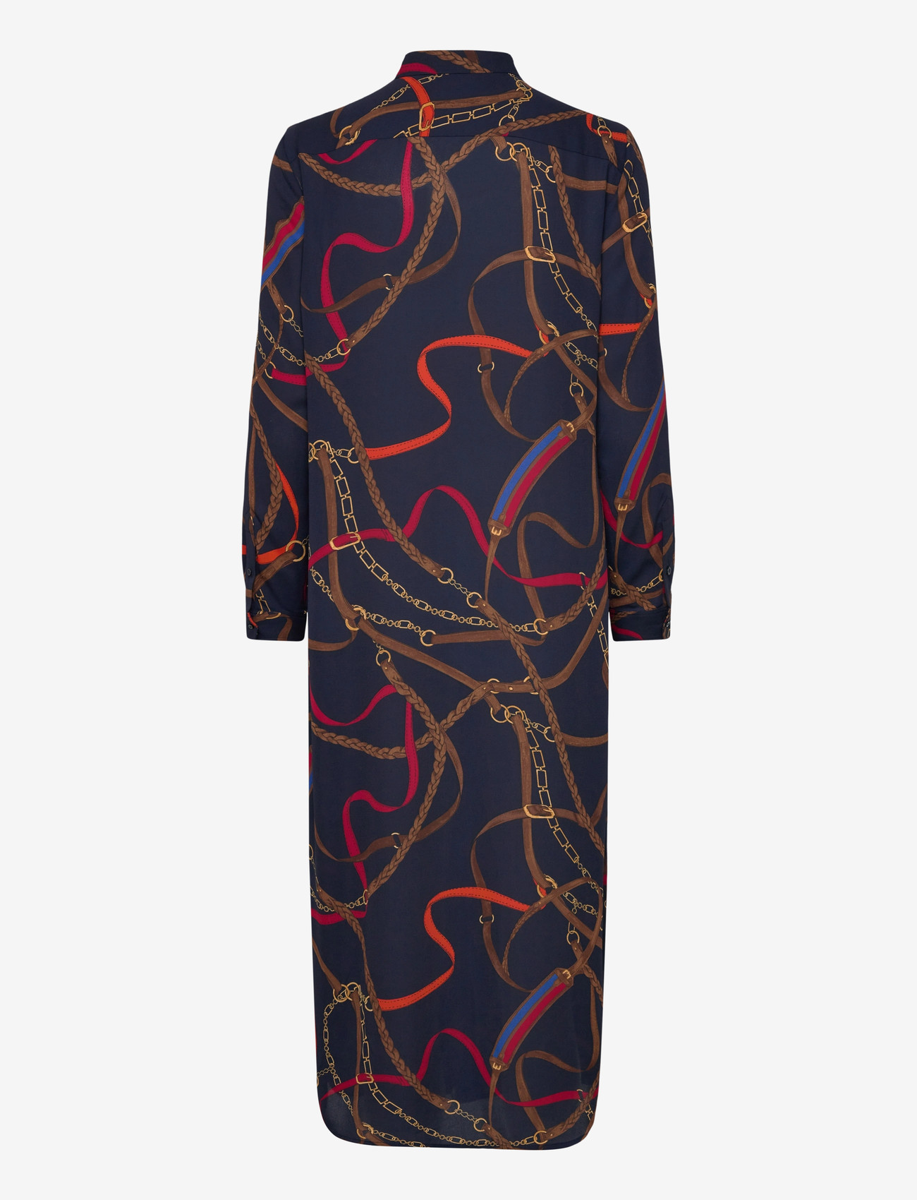 Lauren Ralph Lauren - Print Georgette Tie-Neck Shirtdress - skjortklänningar - navy multi - 1