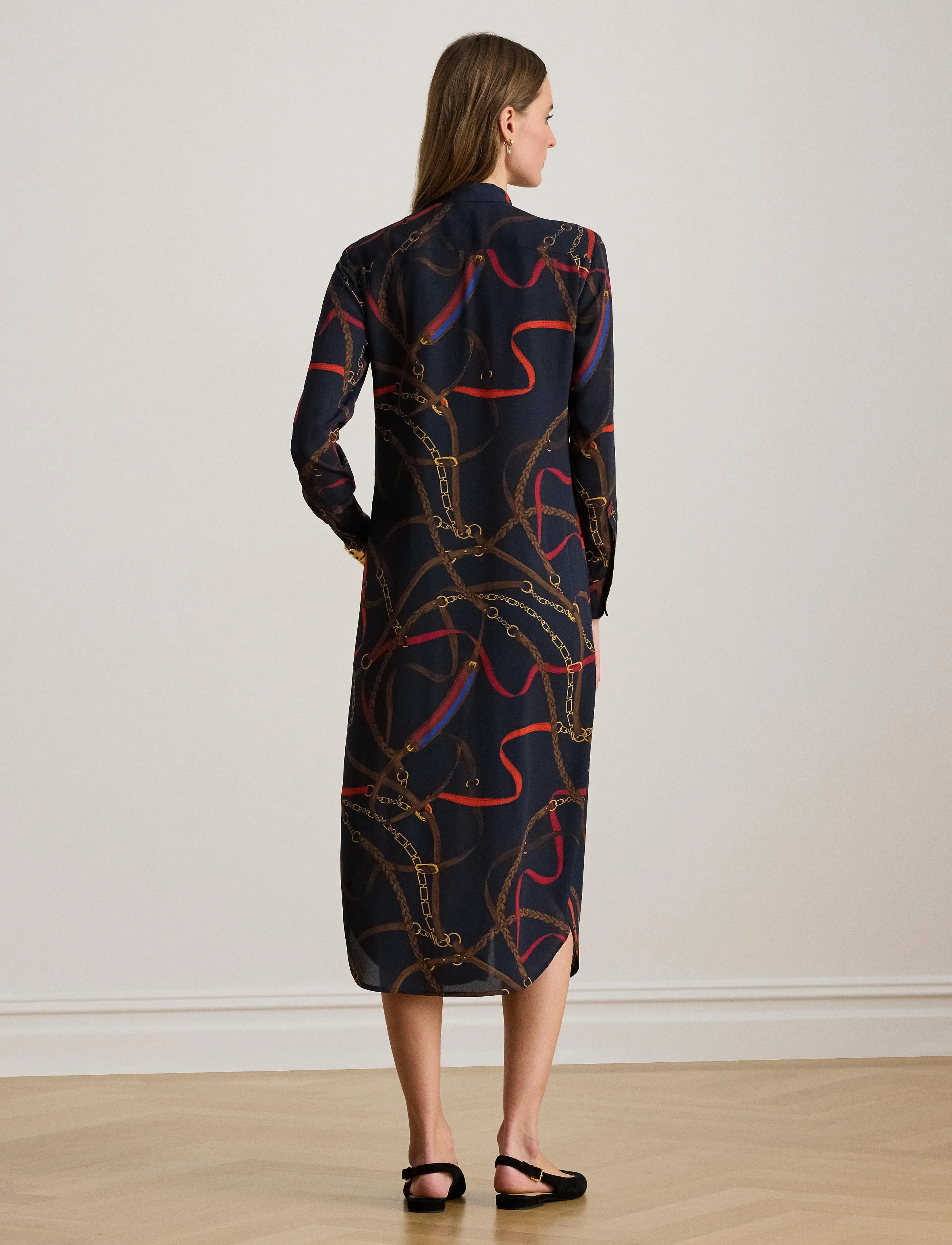 Lauren Ralph Lauren Print Georgette Tie-Neck Shirtdress - Lauren Ralph Lauren - NAVY MULTI / navy