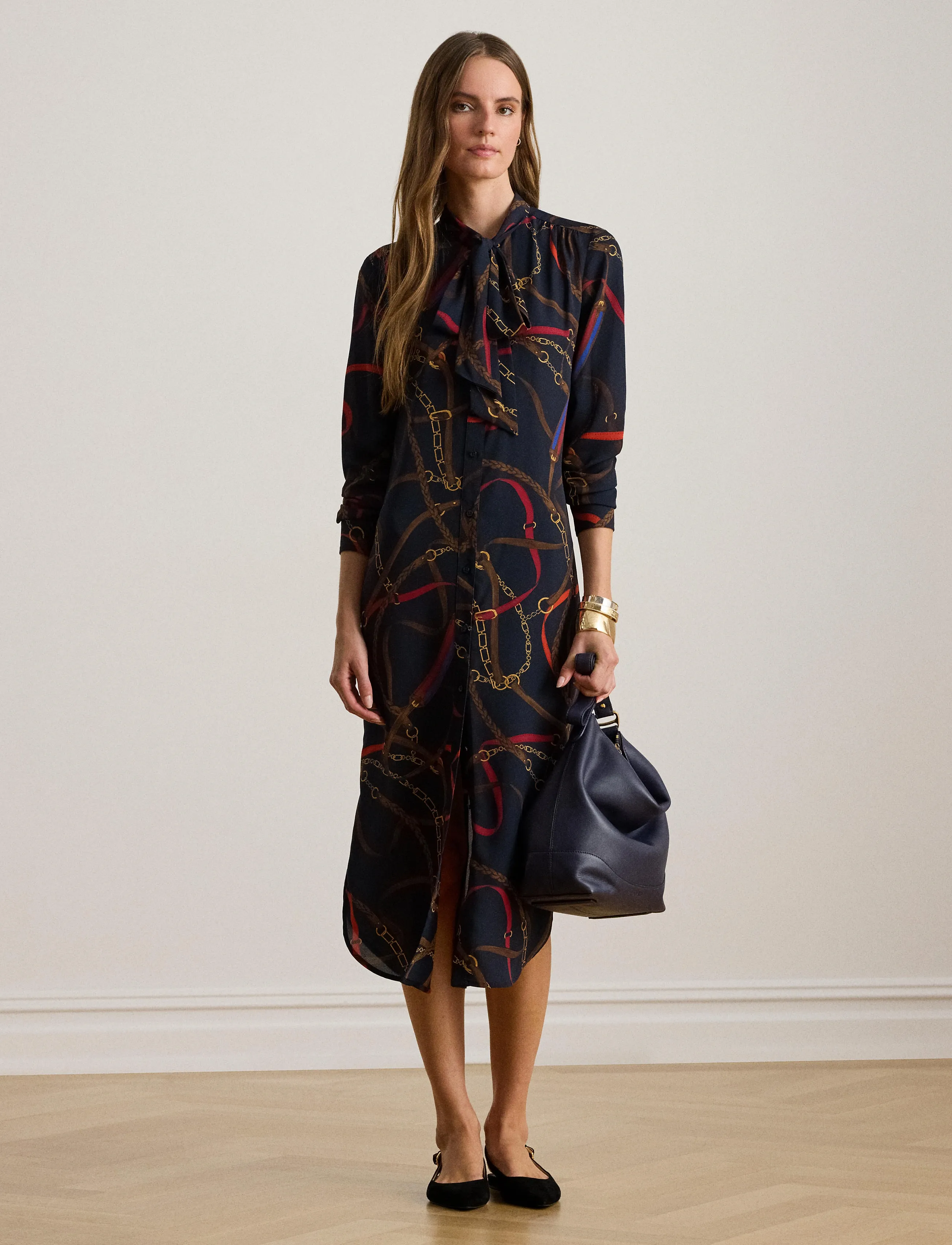 Lauren Ralph Lauren Print Georgette Tie-Neck Shirtdress - Kleidung - NAVY MULTI / navy