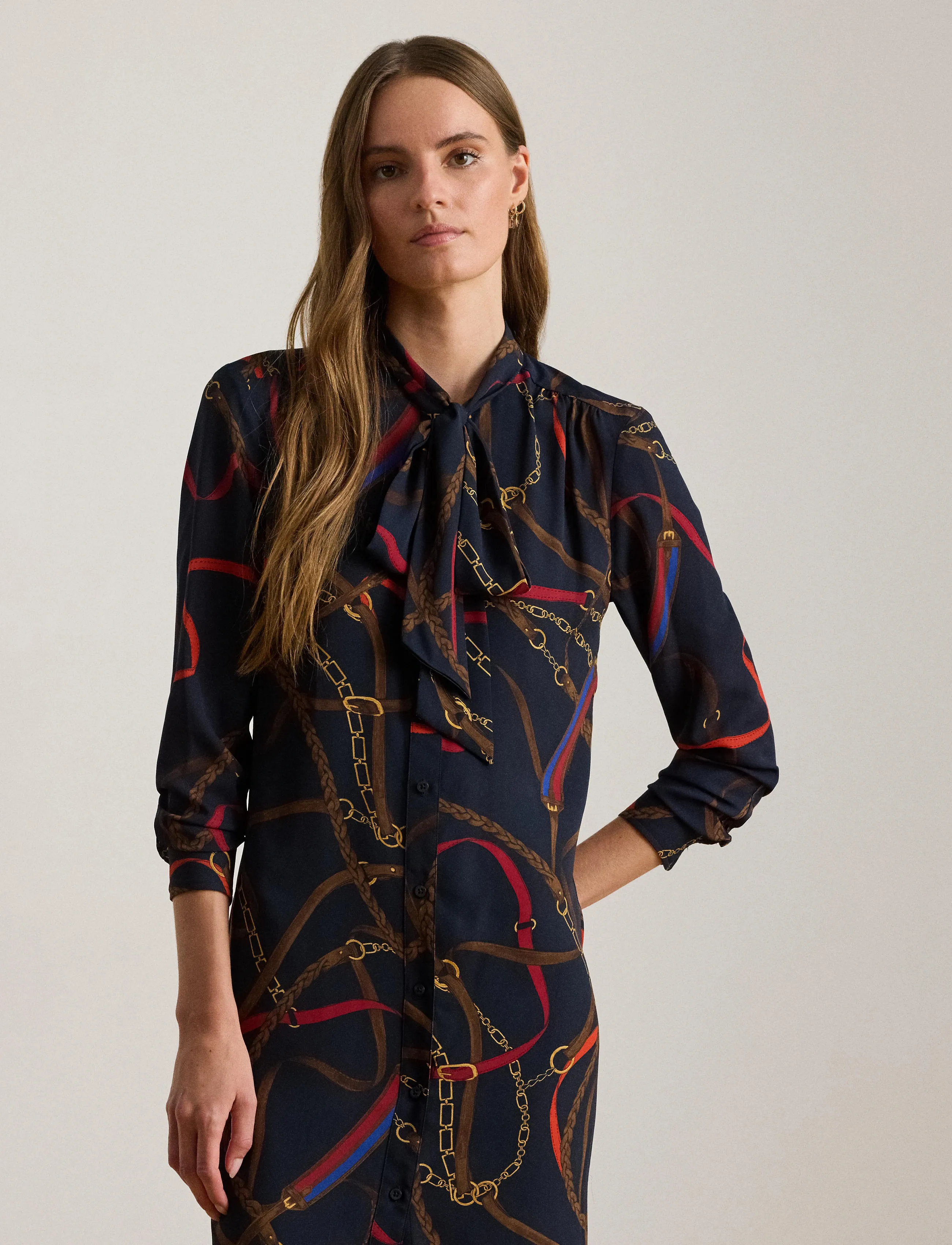 Lauren Ralph Lauren Print Georgette Tie-Neck Shirtdress - View all - NAVY MULTI / navy