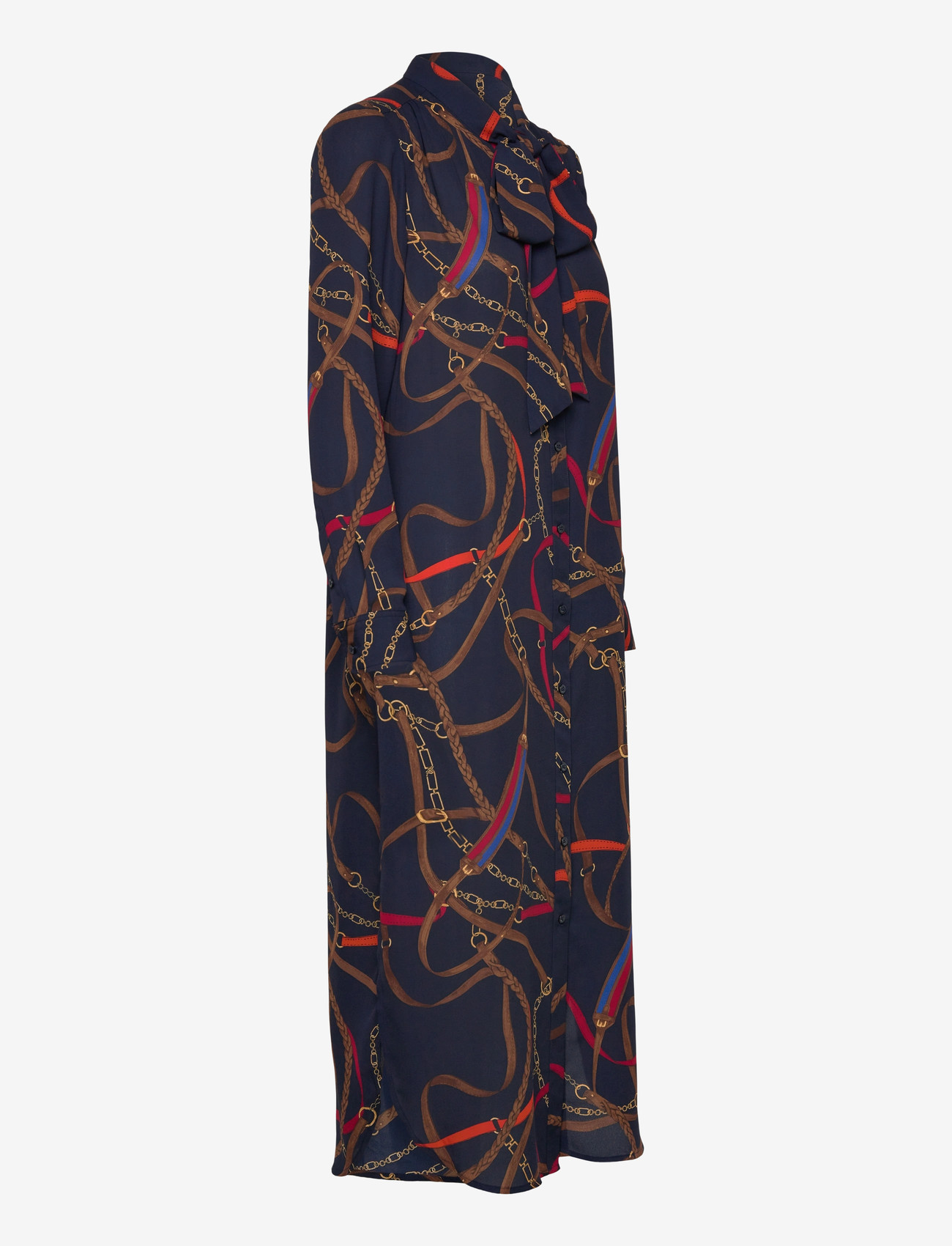 Lauren Ralph Lauren - Print Georgette Tie-Neck Shirtdress - skjortklänningar - navy multi - 2