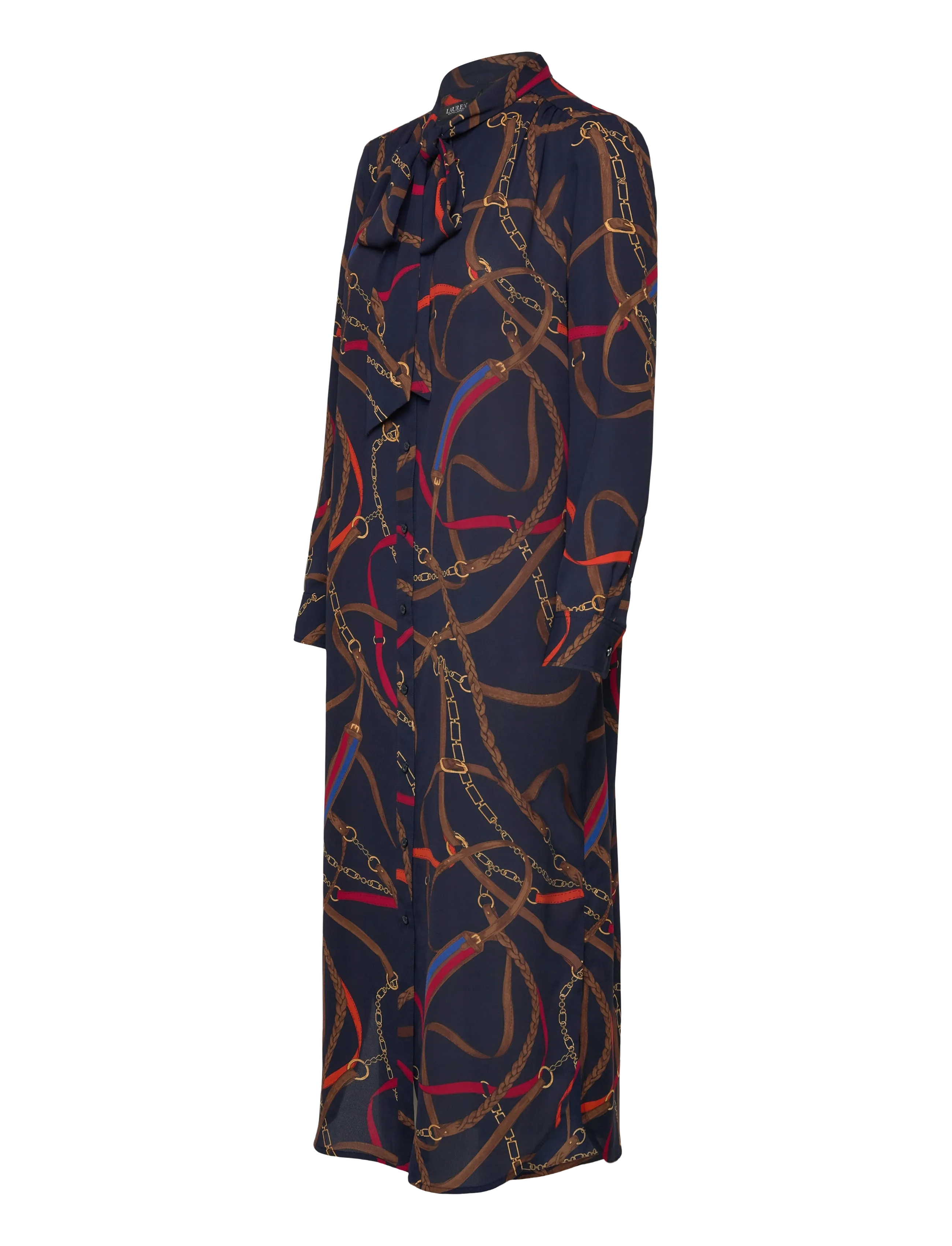Lauren Ralph Lauren - DRAPEY POLY GGT 122-DRESS - skjortklänningar - navy multi - 4