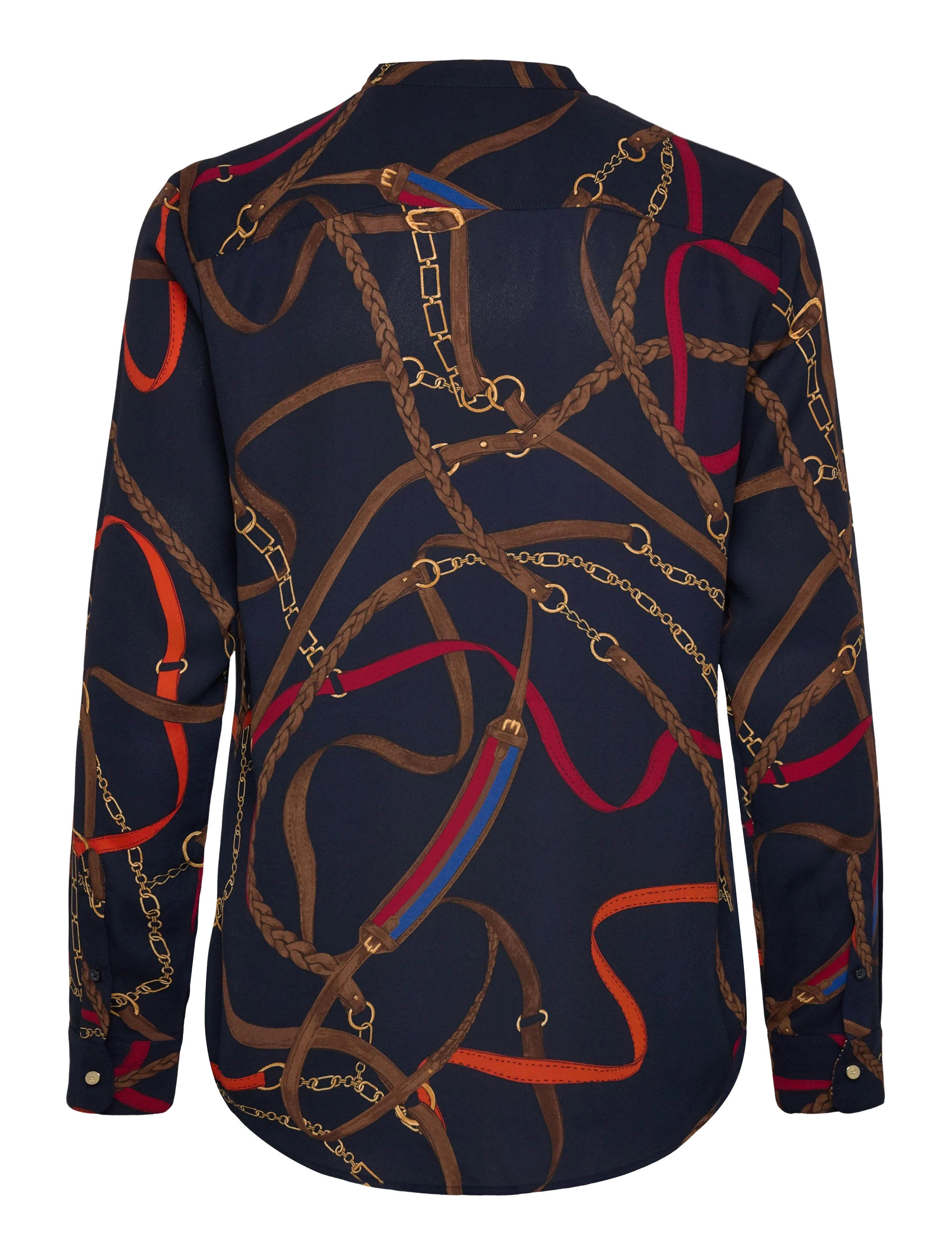 Lauren Ralph Lauren - Print Ruffle-Trim Georgette Shirt - langærmede skjorter - navy multi - 2