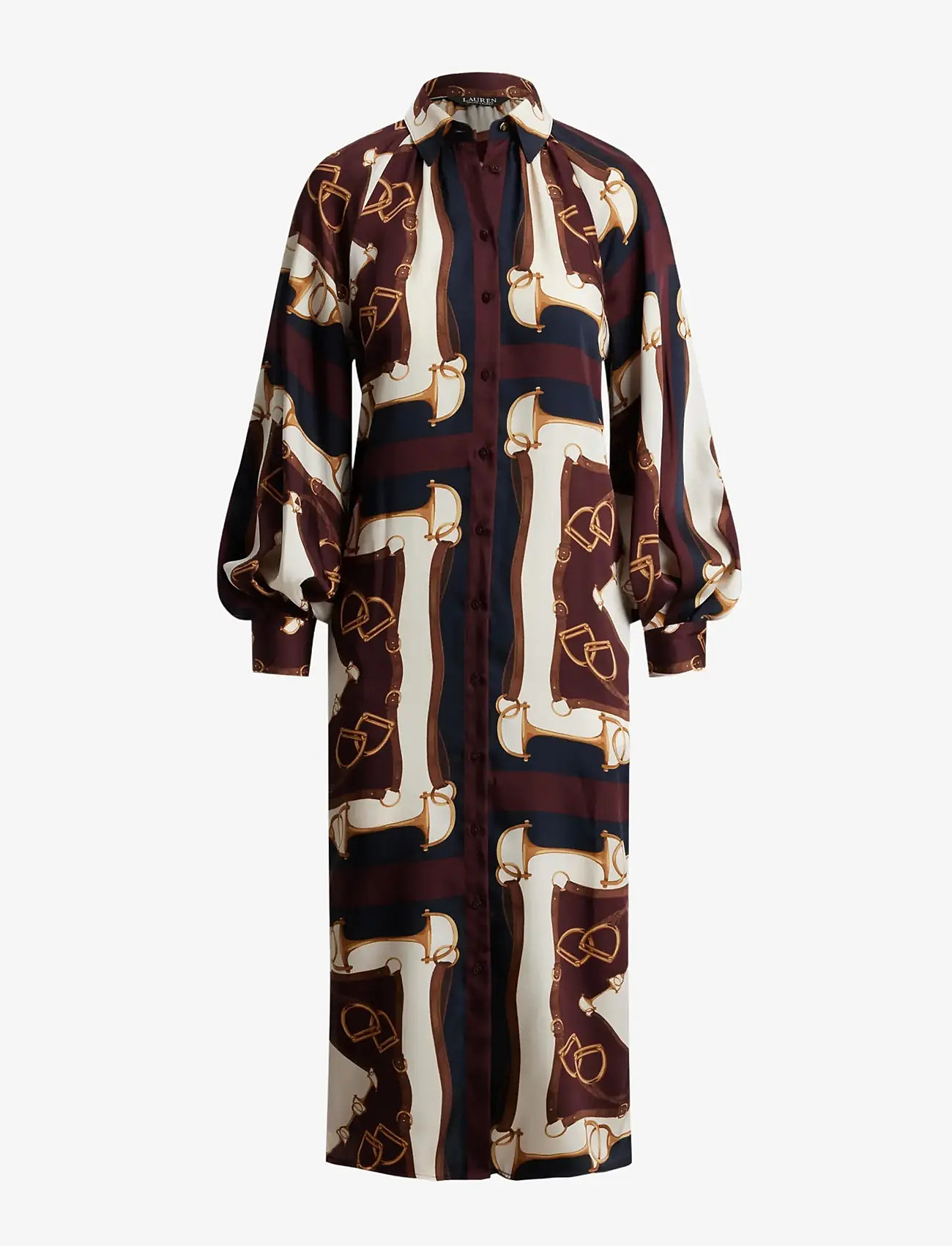 Lauren Ralph Lauren - Equestrian-Print Twill Midi Shirtdress - shirt dresses - navy/cream multi - 1
