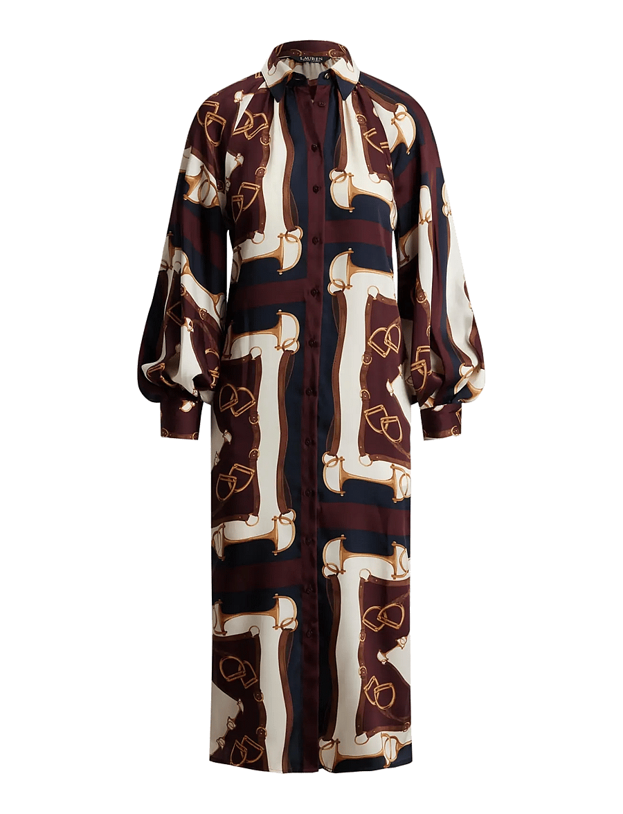 Lauren Ralph Lauren - Equestrian-Print Twill Midi Shirtdress - skjortekjoler - navy/cream multi - 1