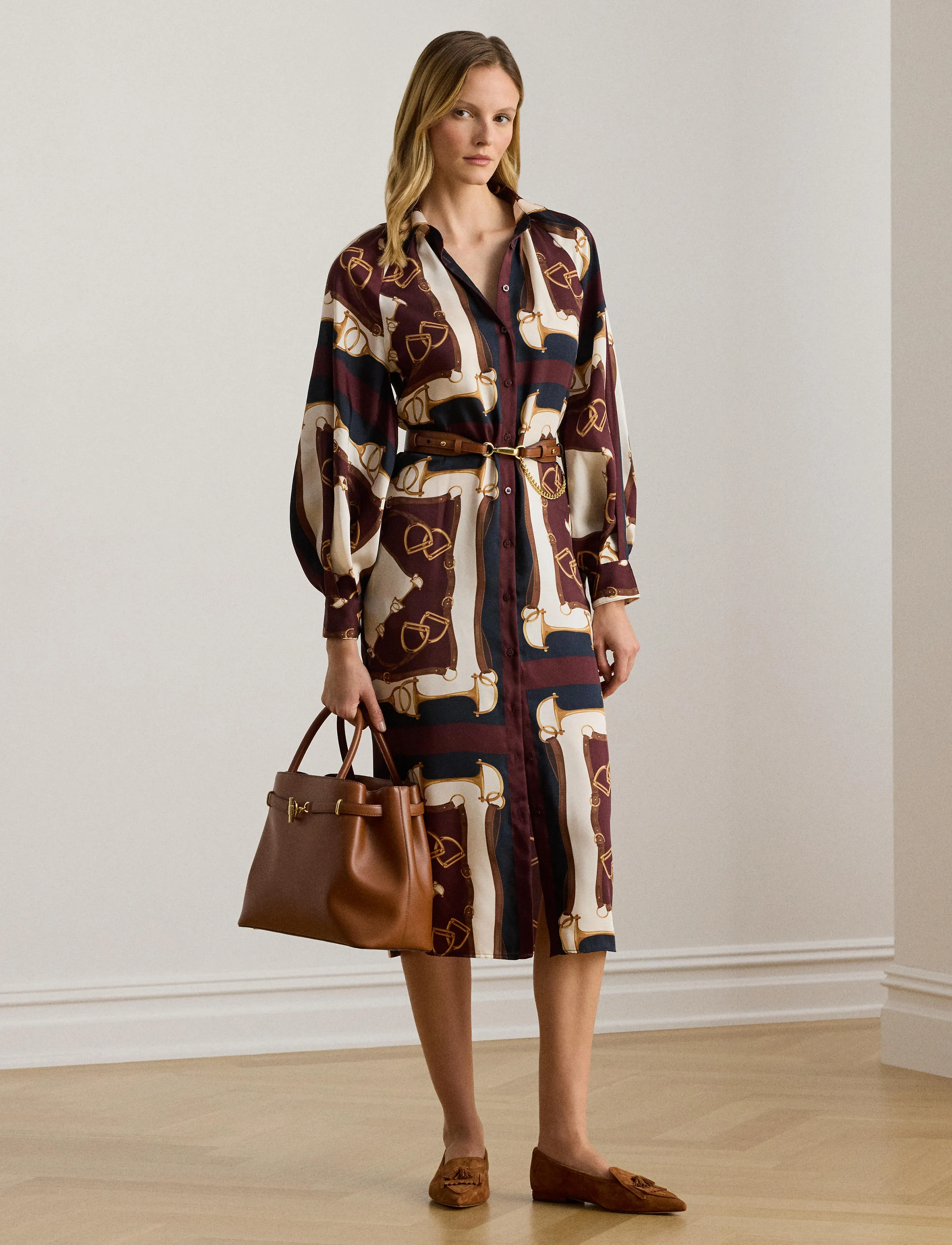 Lauren Ralph Lauren Equestrian-Print Twill Midi Shirtdress - Hemdkleider - NAVY/CREAM MULTI / multi